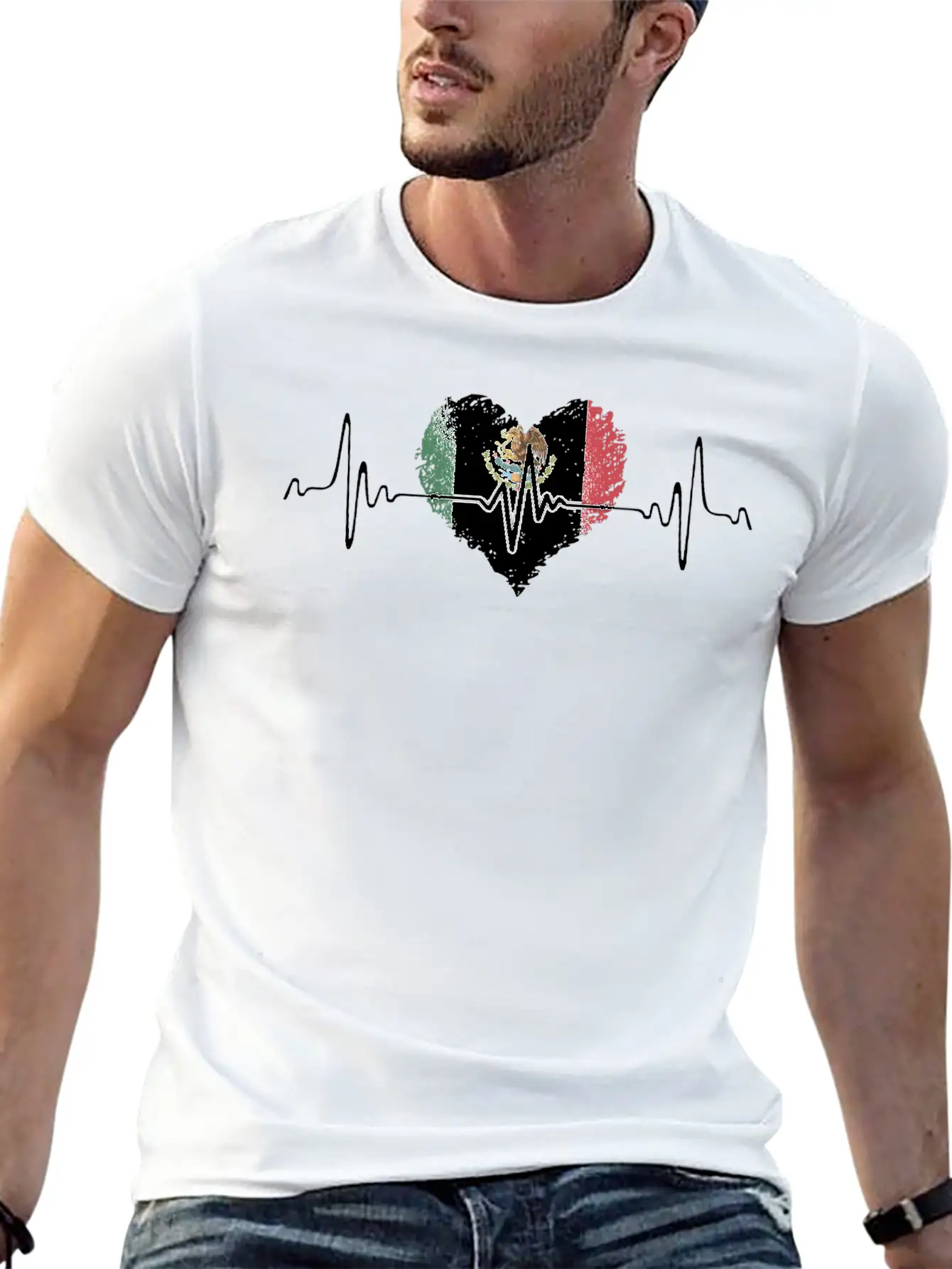 Mexico Heartbeat With The Mexican Flag Relaxed Everyday Tee – Lightweight And Durable Cotton