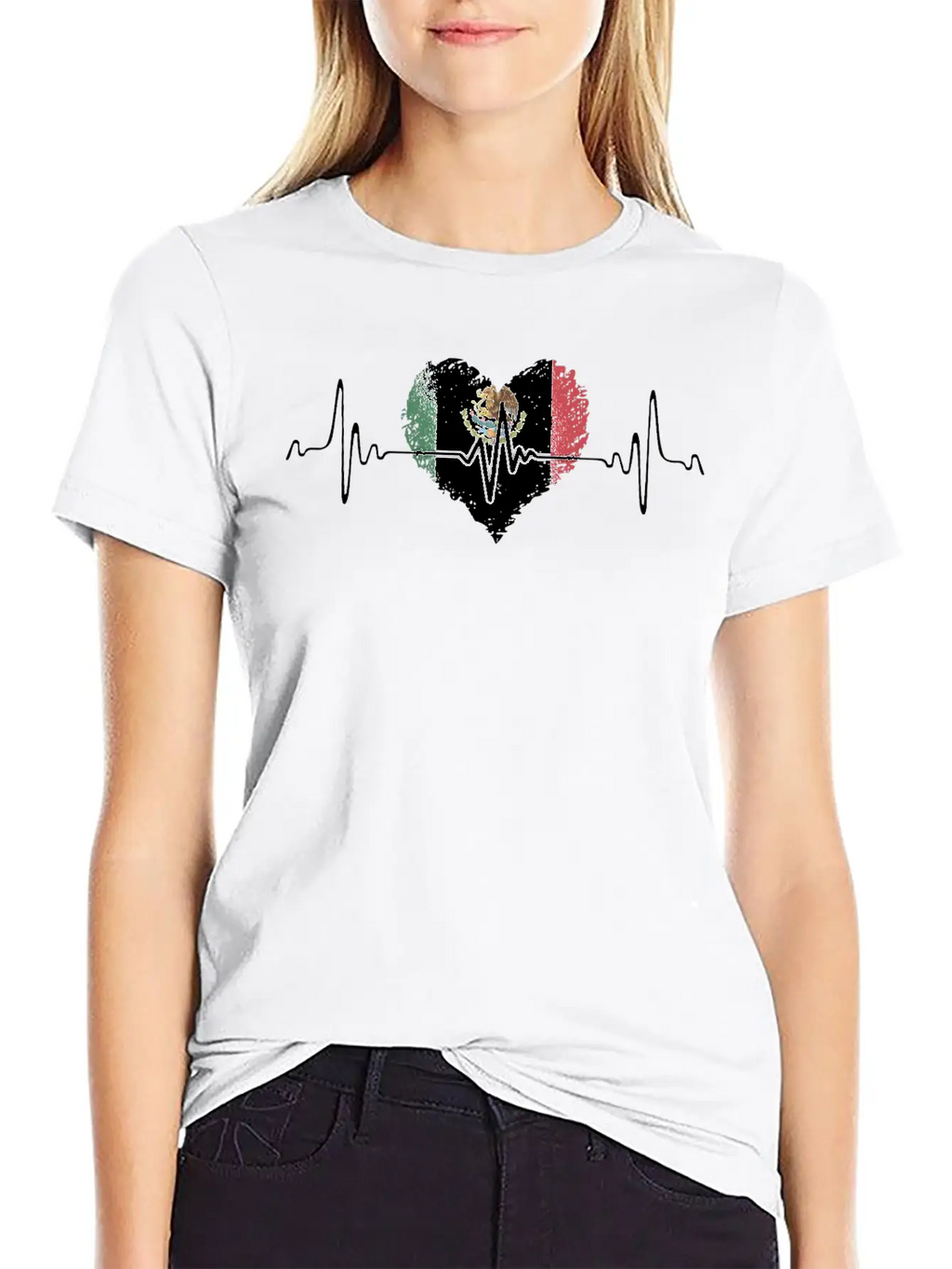Mexico Heartbeat With The Mexican Flag Relaxed Everyday Tee – Lightweight And Durable Cotton