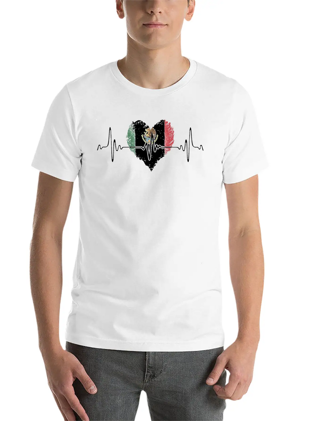 Mexico Heartbeat With The Mexican Flag Relaxed Everyday Tee – Lightweight And Durable Cotton