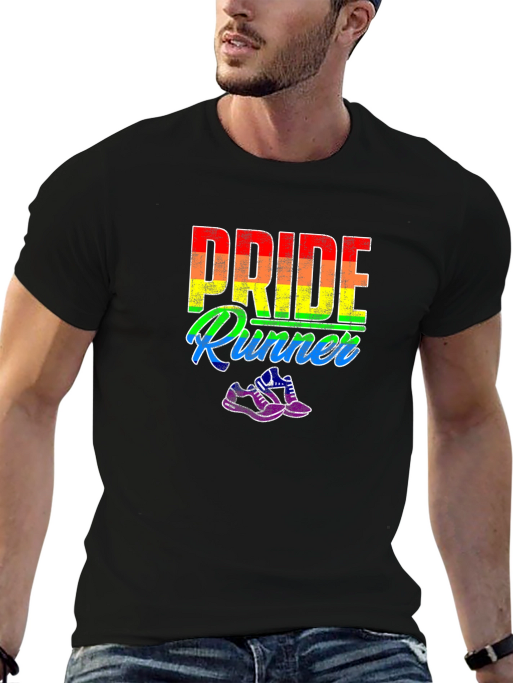 Pride Runner T-Shirt LGBTQ Rainbow Graphic Tee