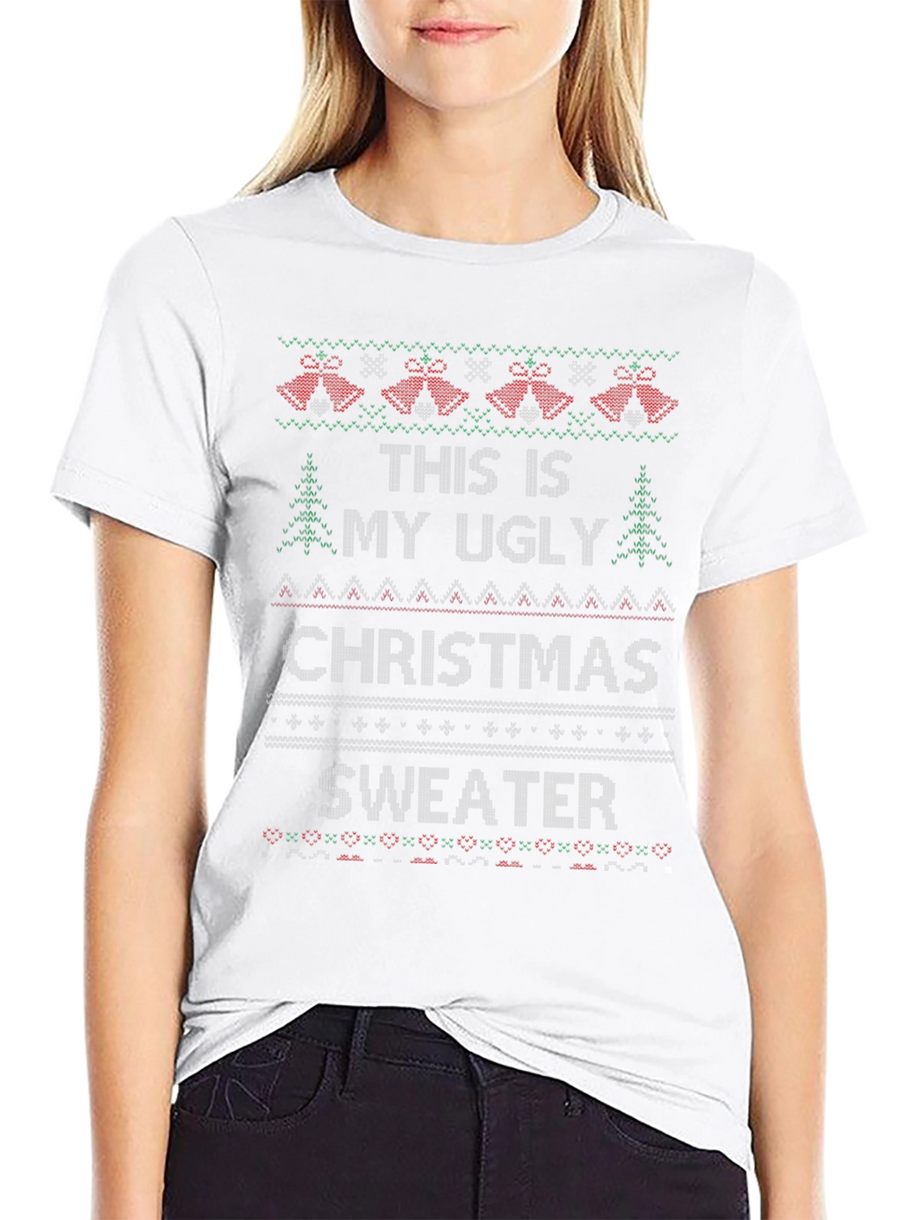 Ugly Christmas Sweater Graphic Tee - Holiday Fun