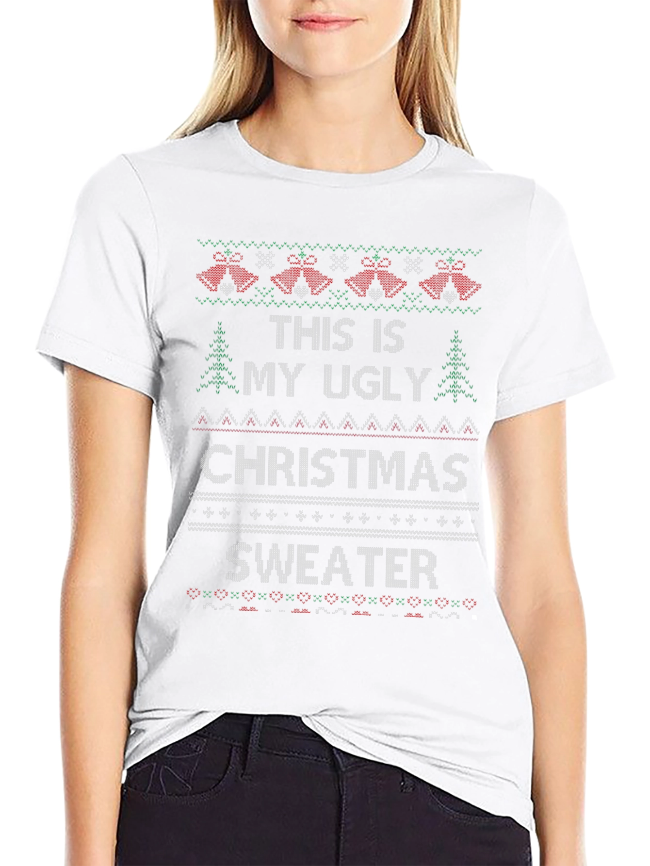 Ugly Christmas Sweater Graphic Tee - Holiday Fun
