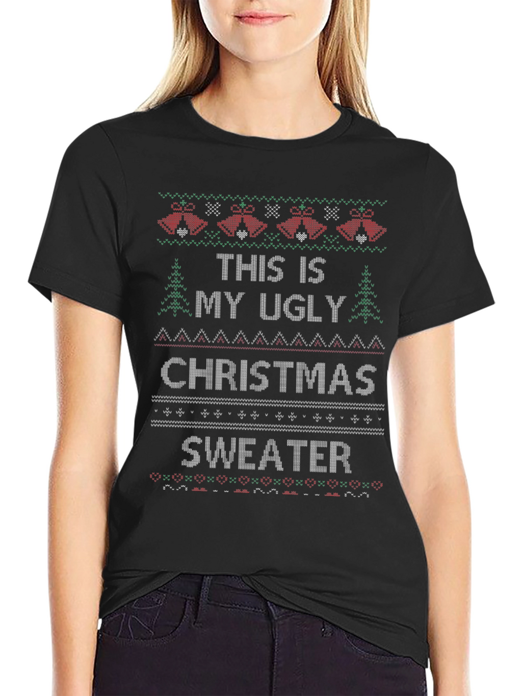 Ugly Christmas Sweater Graphic Tee - Holiday Fun