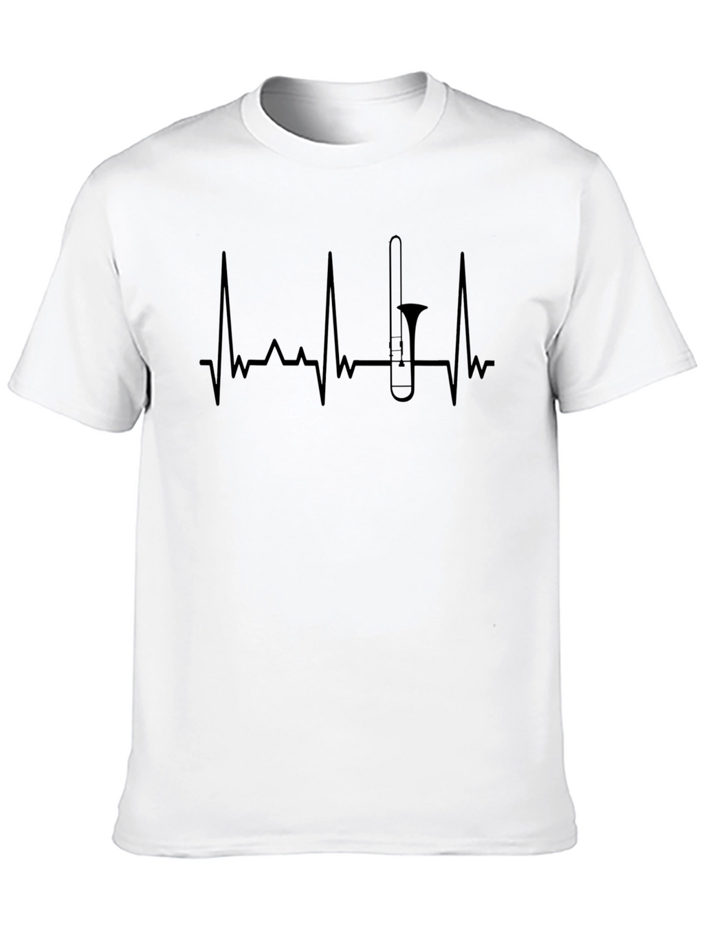 Trombone Heartbeat Graphic Tee - Musicians Black T-Shirt
