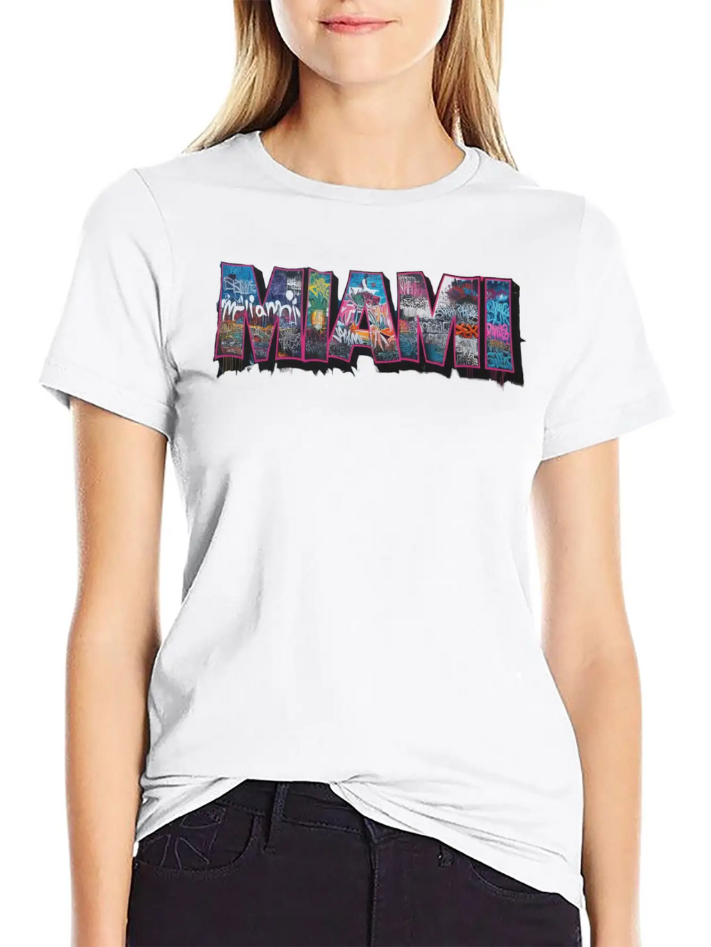 MIAMI GRAFFITI Basic Graphic T-Shirt – Daily Comfort In Soft Cotton