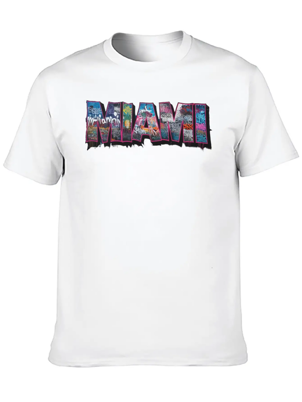 MIAMI GRAFFITI Basic Graphic T-Shirt – Daily Comfort In Soft Cotton