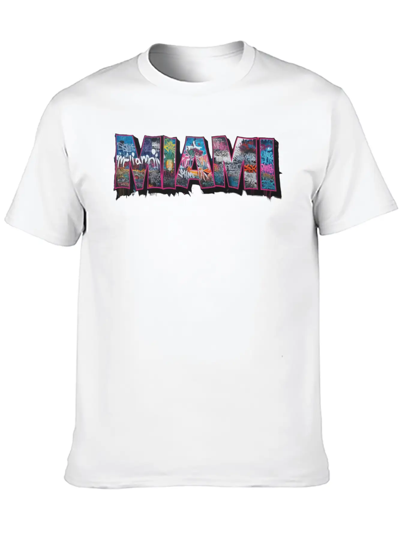 MIAMI GRAFFITI Basic Graphic T-Shirt – Daily Comfort In Soft Cotton