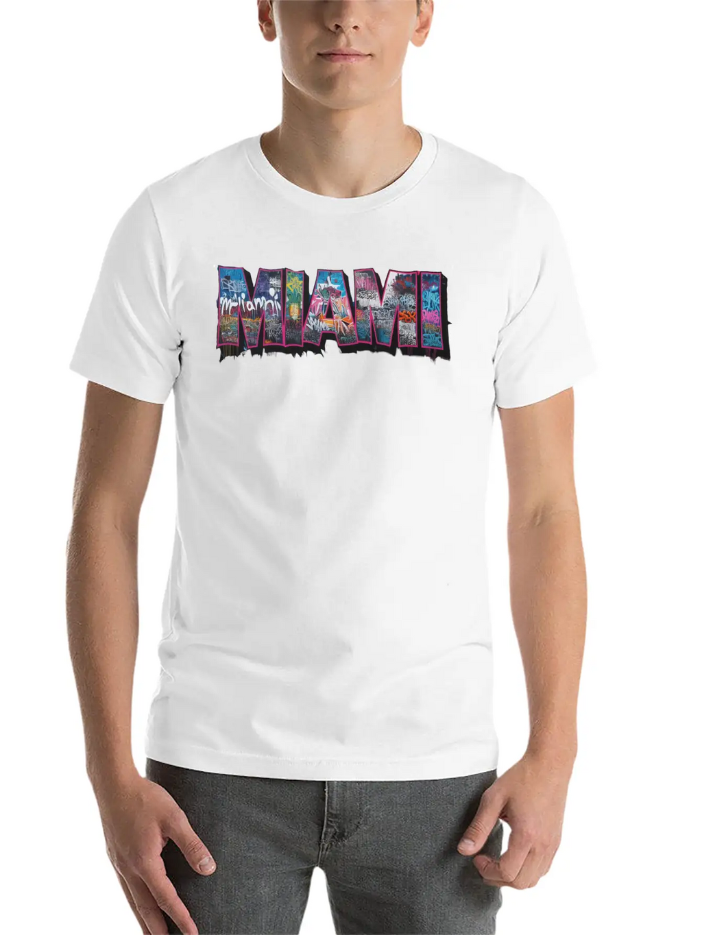 MIAMI GRAFFITI Basic Graphic T-Shirt – Daily Comfort In Soft Cotton