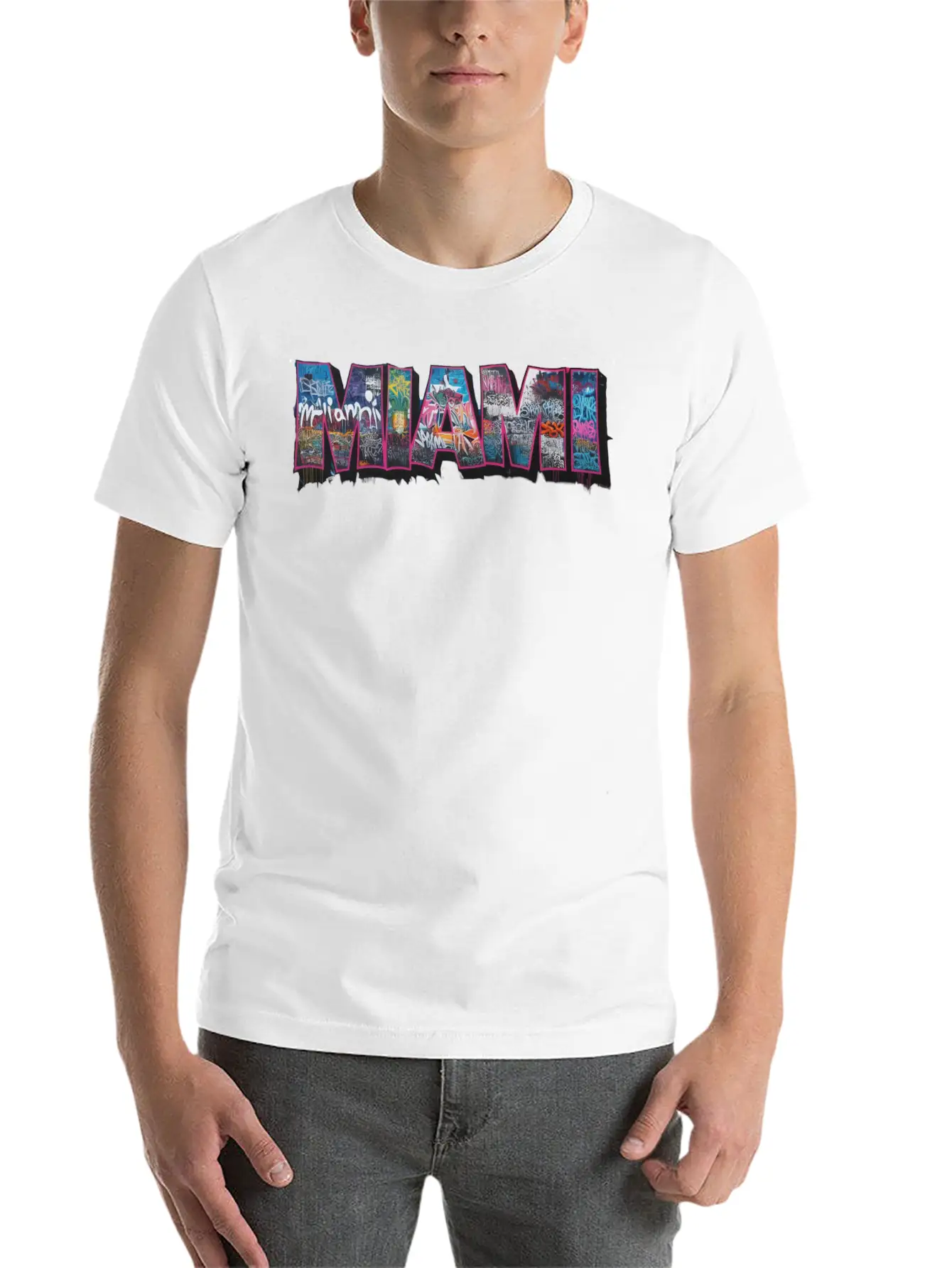 MIAMI GRAFFITI Basic Graphic T-Shirt – Daily Comfort In Soft Cotton