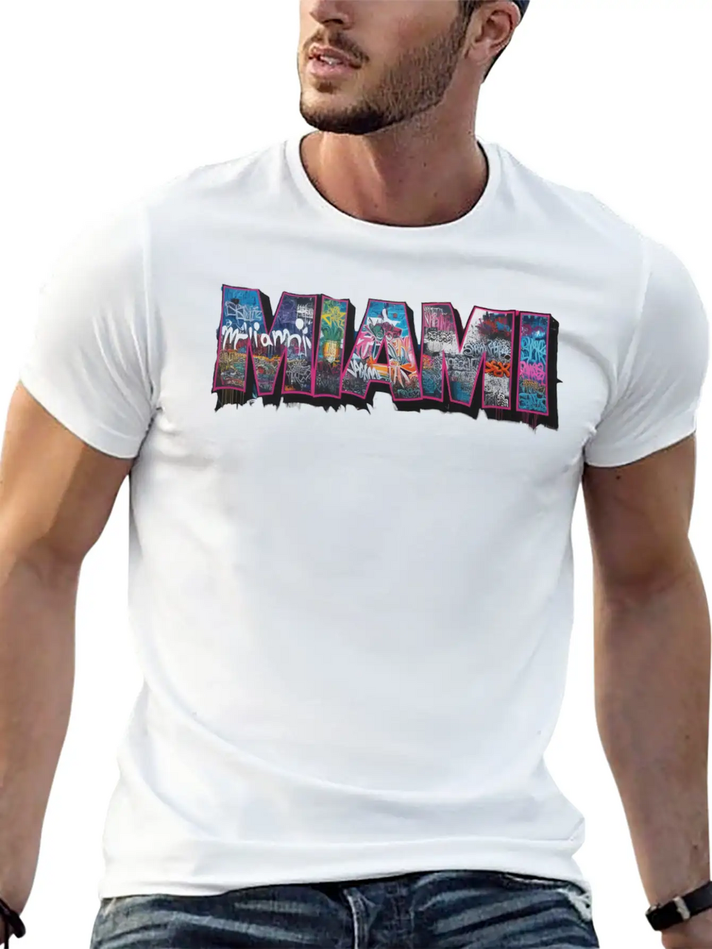 MIAMI GRAFFITI Basic Graphic T-Shirt – Daily Comfort In Soft Cotton