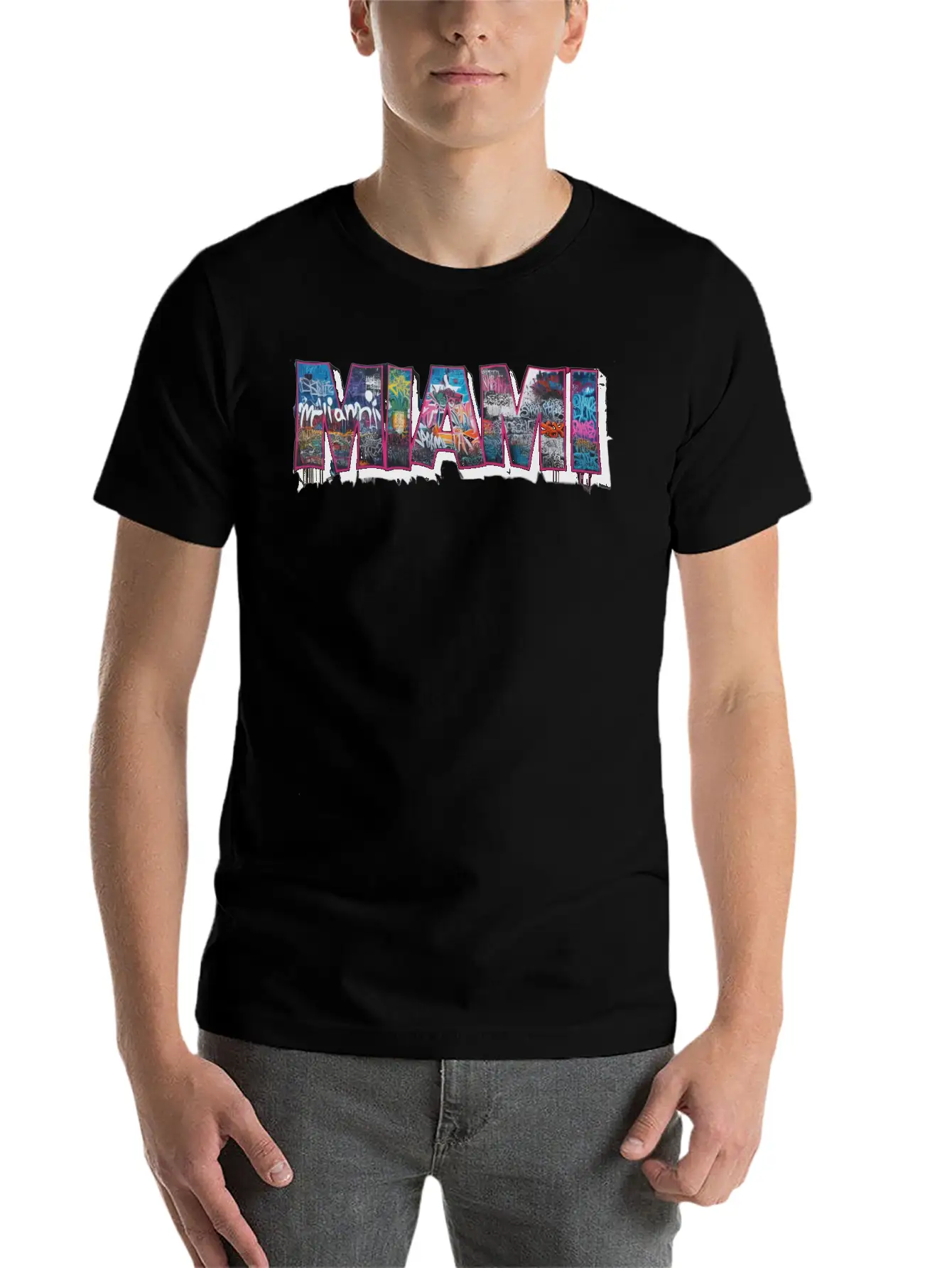 MIAMI GRAFFITI Basic Graphic T-Shirt – Daily Comfort In Soft Cotton
