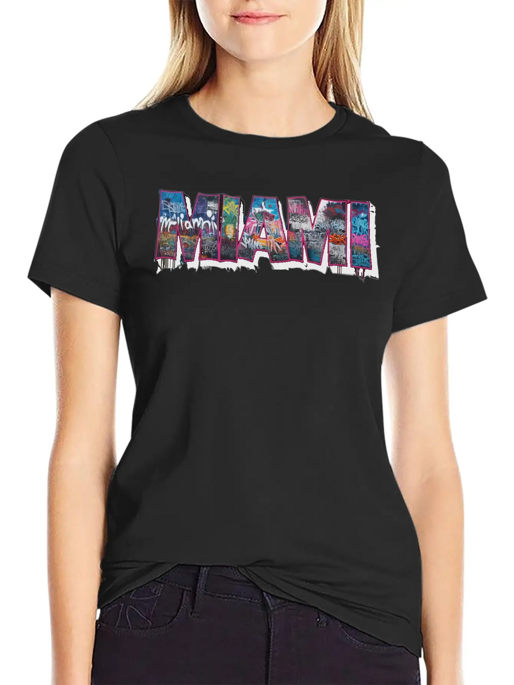 MIAMI GRAFFITI Basic Graphic T-Shirt – Daily Comfort In Soft Cotton