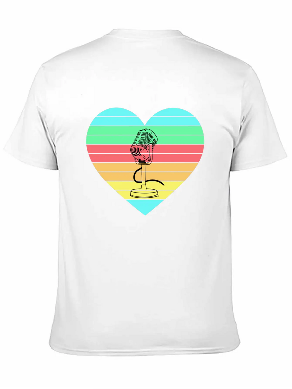 Microphone Heart Rainbow Design Basic Graphic T-Shirt – Daily Comfort In Soft Cotton
