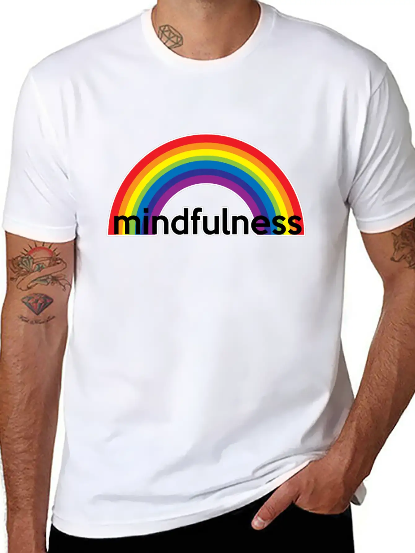 Mindfulness Rainbow Classic Cotton Tee – Unisex Comfort For Any Season
