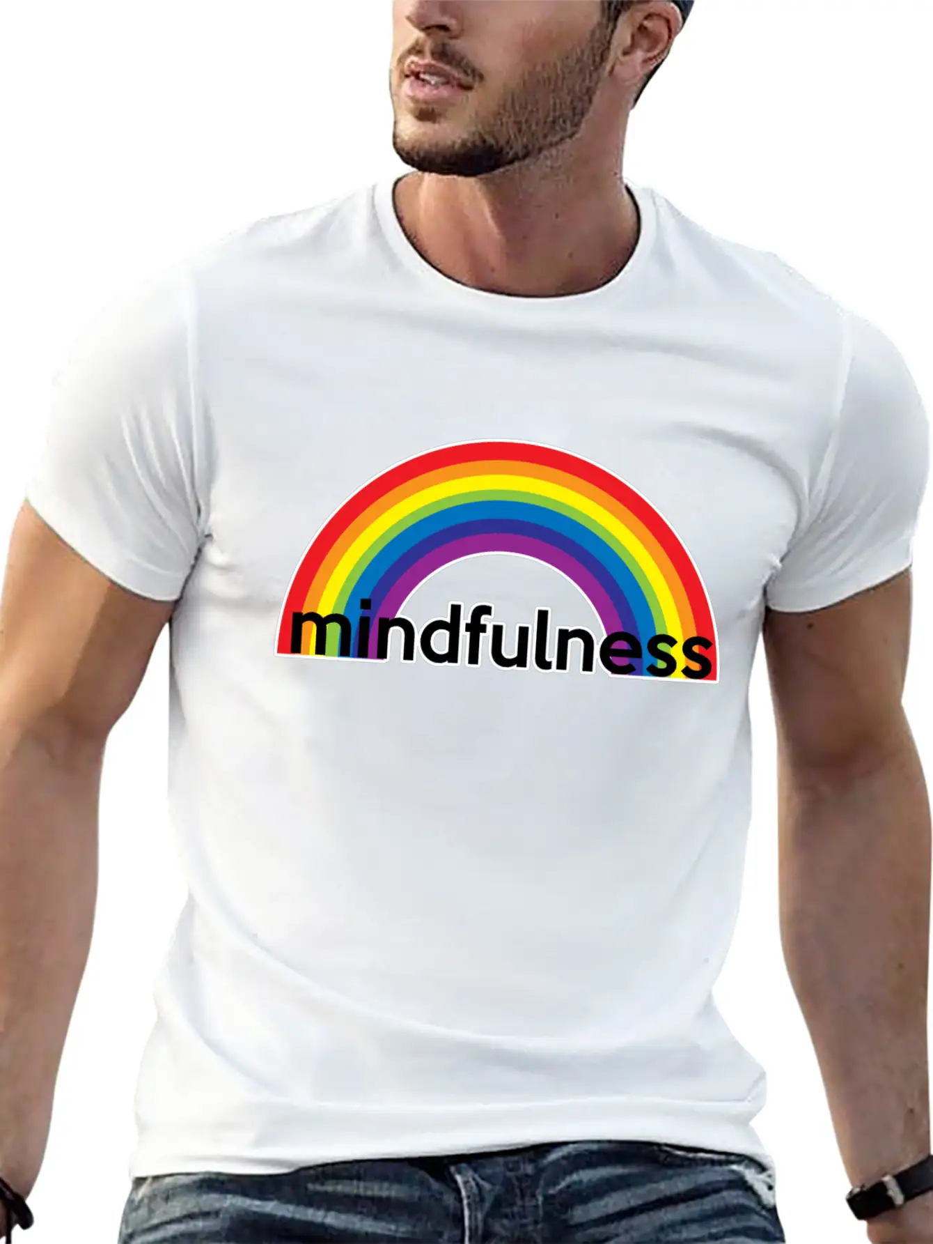 Mindfulness Rainbow Classic Cotton Tee – Unisex Comfort For Any Season