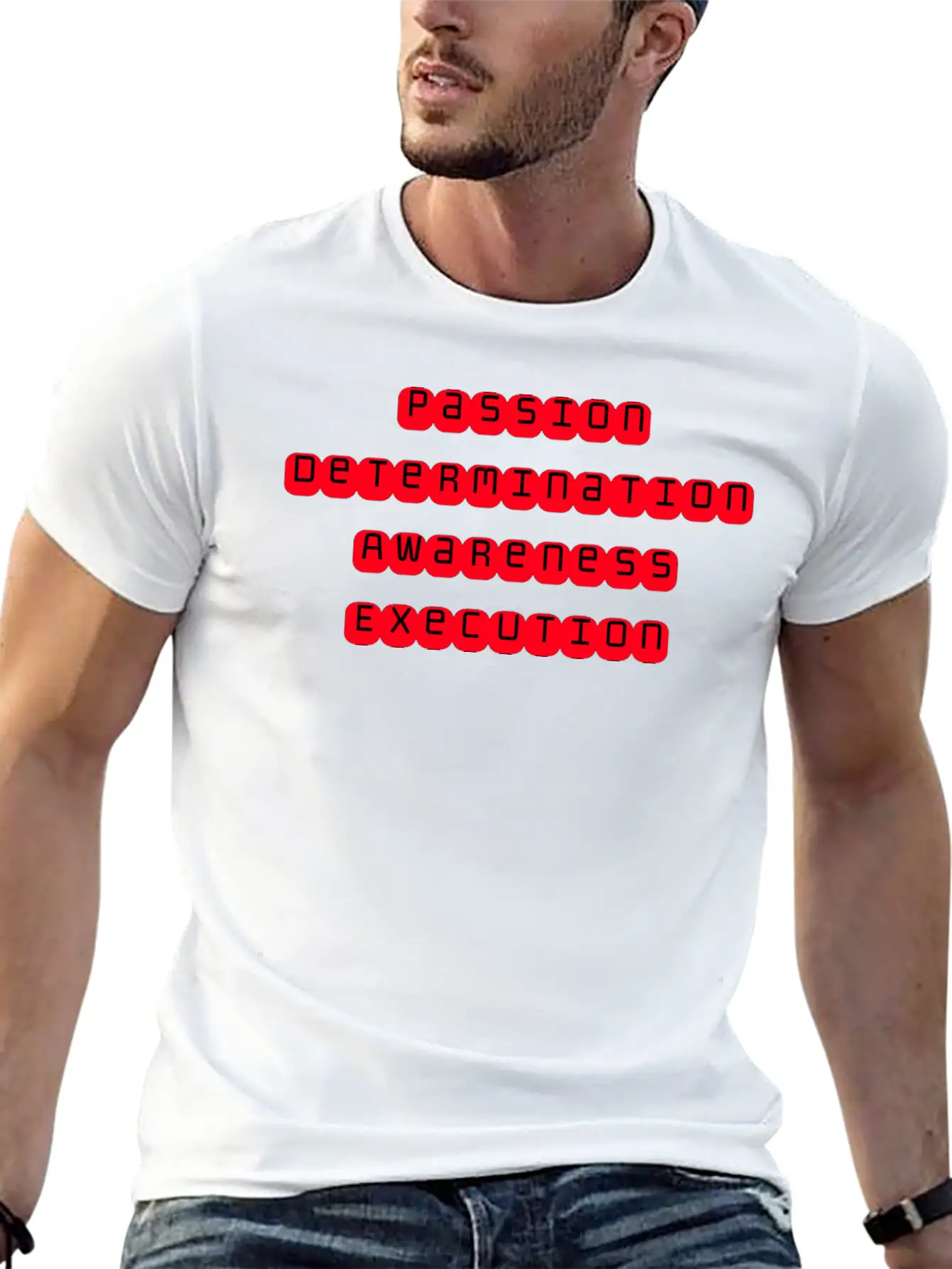 Mindset Slogan Sticker Stylish Everyday T-Shirt – Unisex Basic Cotton Tee