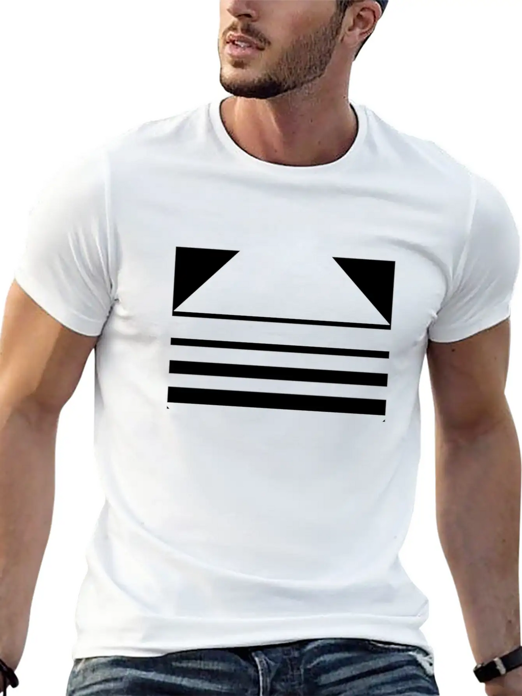 Minimal Geometric 188 Breathable Soft Cotton T-Shirt – Timeless Casual Look
