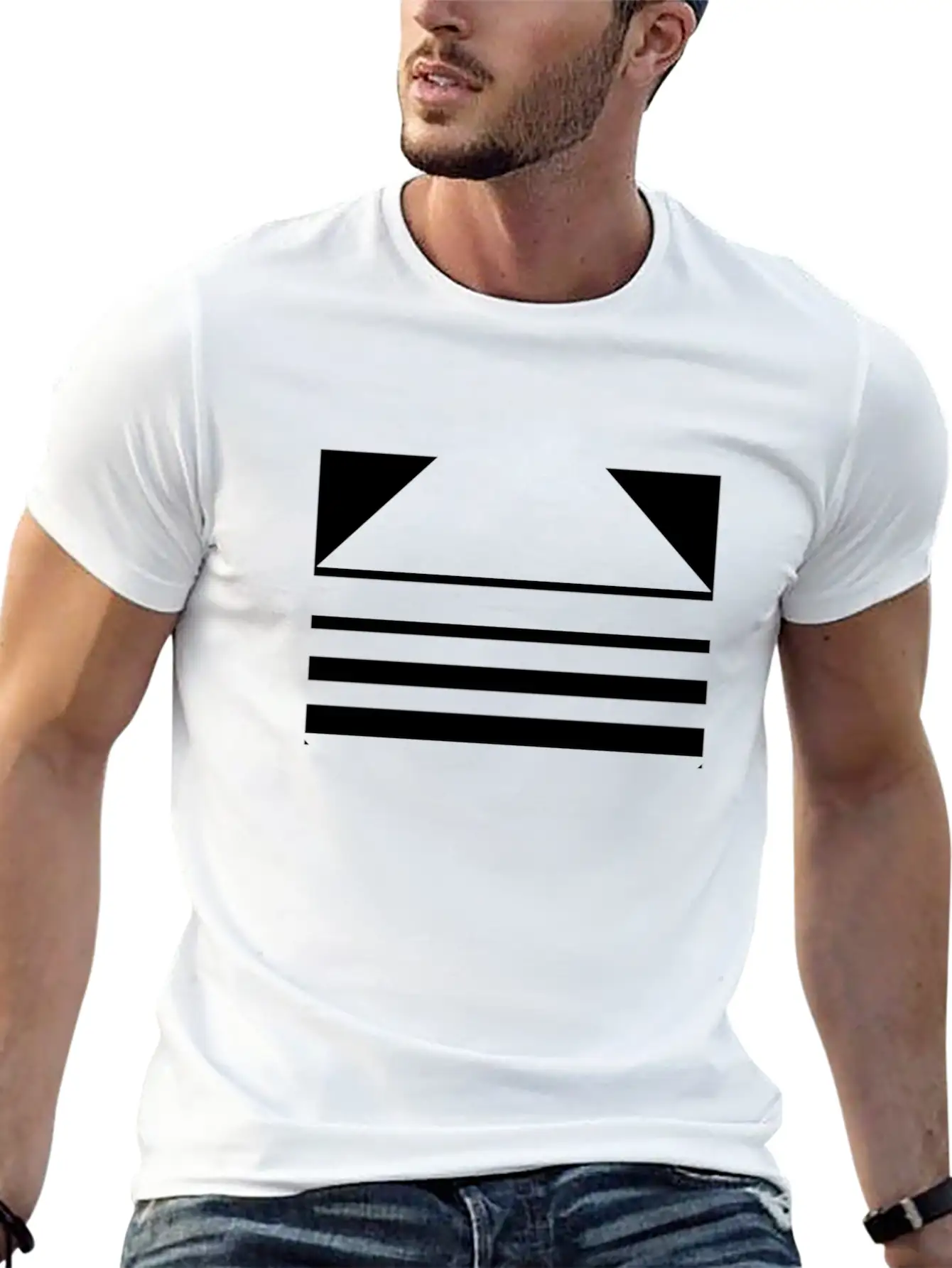Minimal Geometric 188 Breathable Soft Cotton T-Shirt – Timeless Casual Look