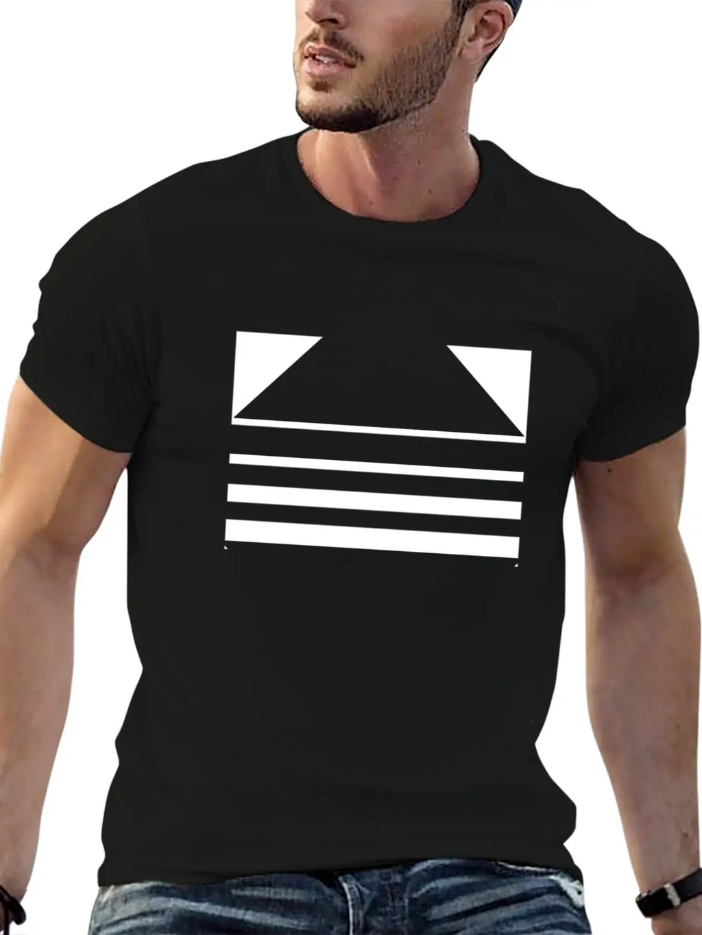 Minimal Geometric 188 Breathable Soft Cotton T-Shirt – Timeless Casual Look