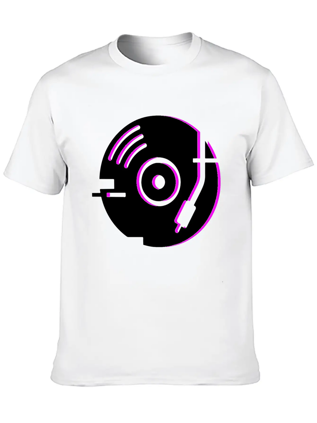 Minimal Glitch Vinyl Record Player Stylish Everyday T-Shirt – Unisex Basic Cotton Tee