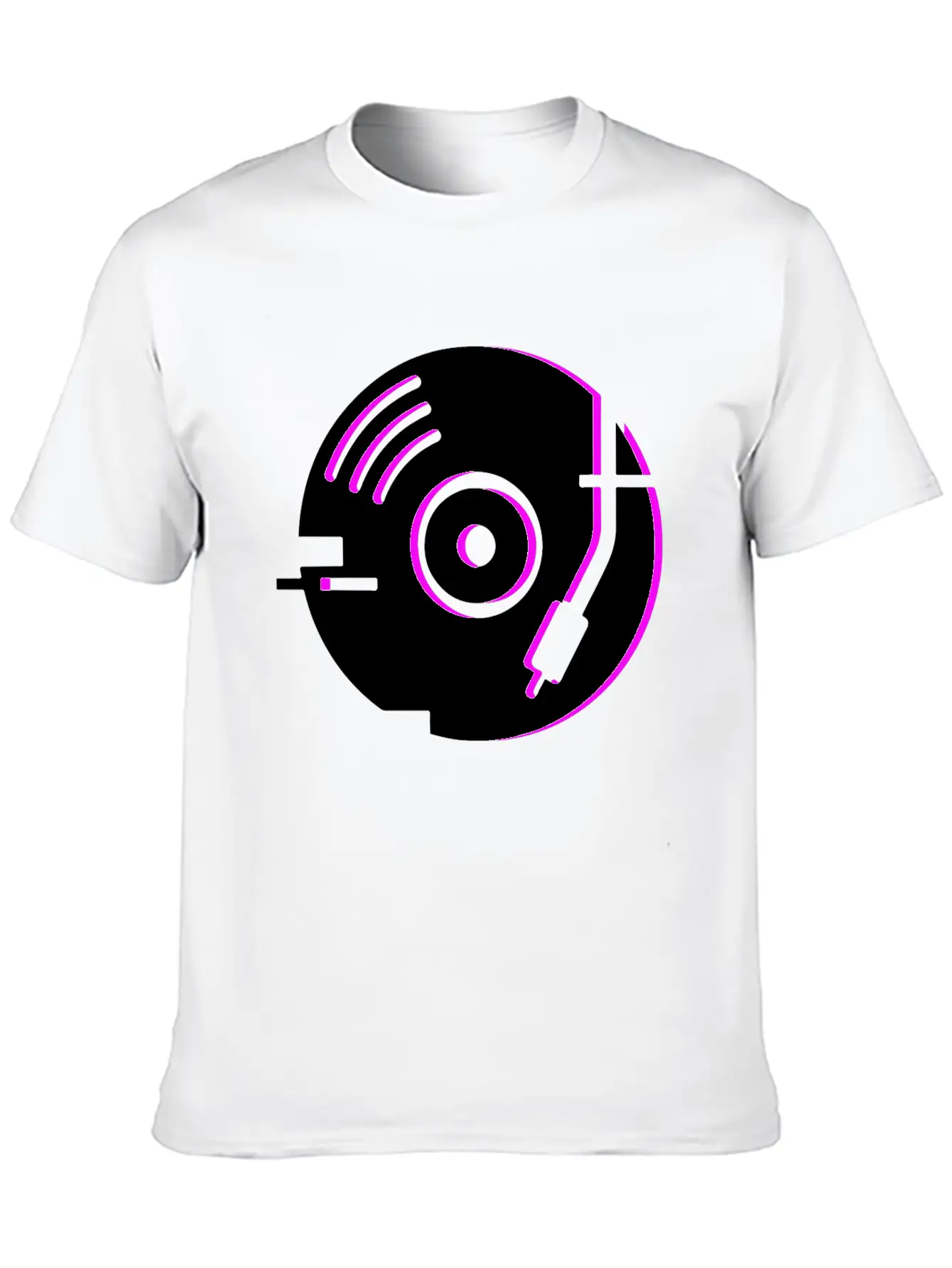 Minimal Glitch Vinyl Record Player Stylish Everyday T-Shirt – Unisex Basic Cotton Tee