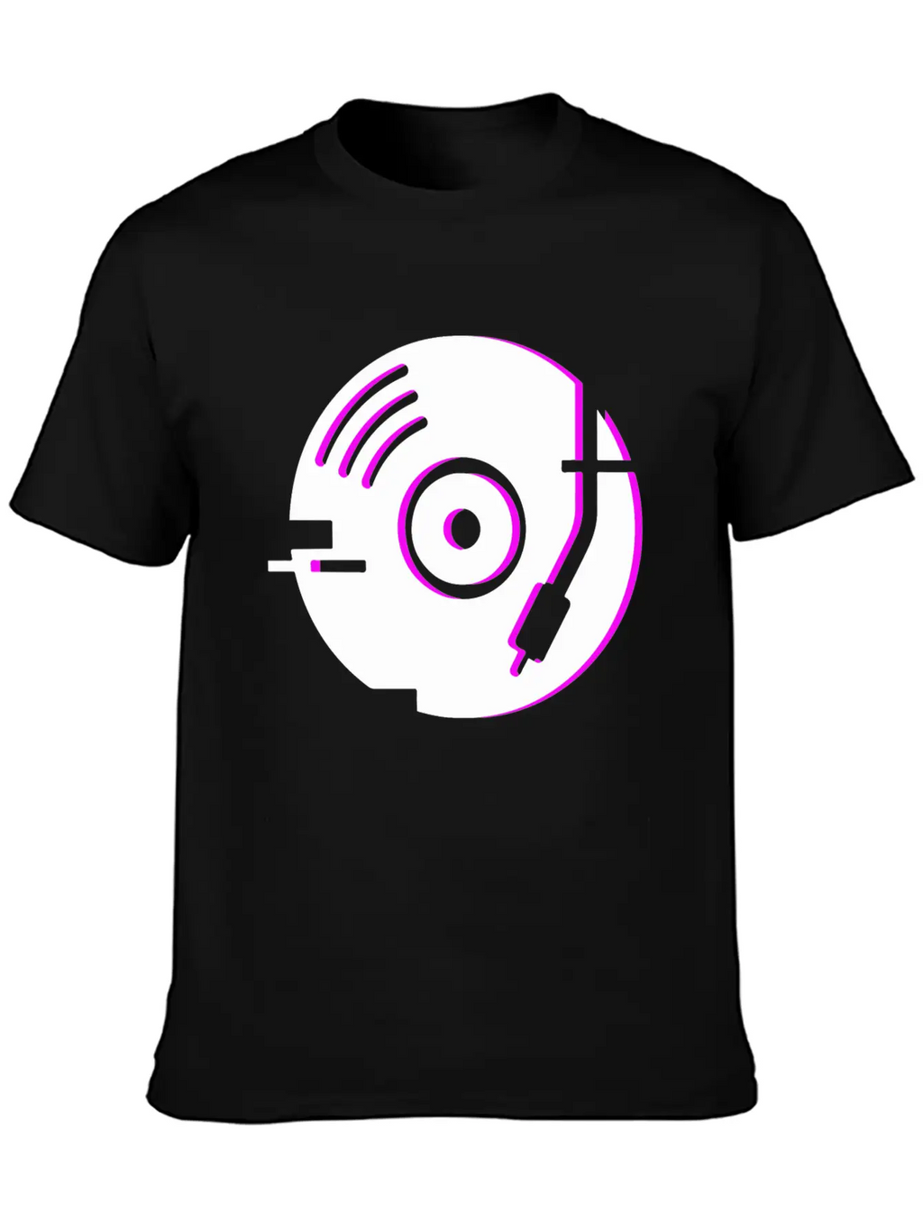 Minimal Glitch Vinyl Record Player Stylish Everyday T-Shirt – Unisex Basic Cotton Tee