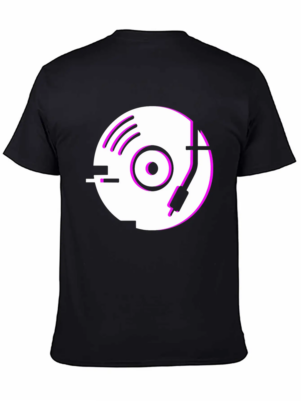 Minimal Glitch Vinyl Record Player Stylish Everyday T-Shirt – Unisex Basic Cotton Tee