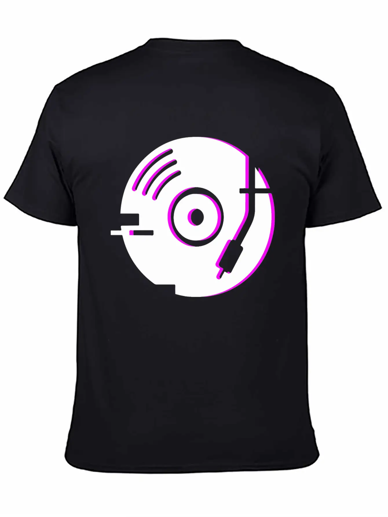 Minimal Glitch Vinyl Record Player Stylish Everyday T-Shirt – Unisex Basic Cotton Tee