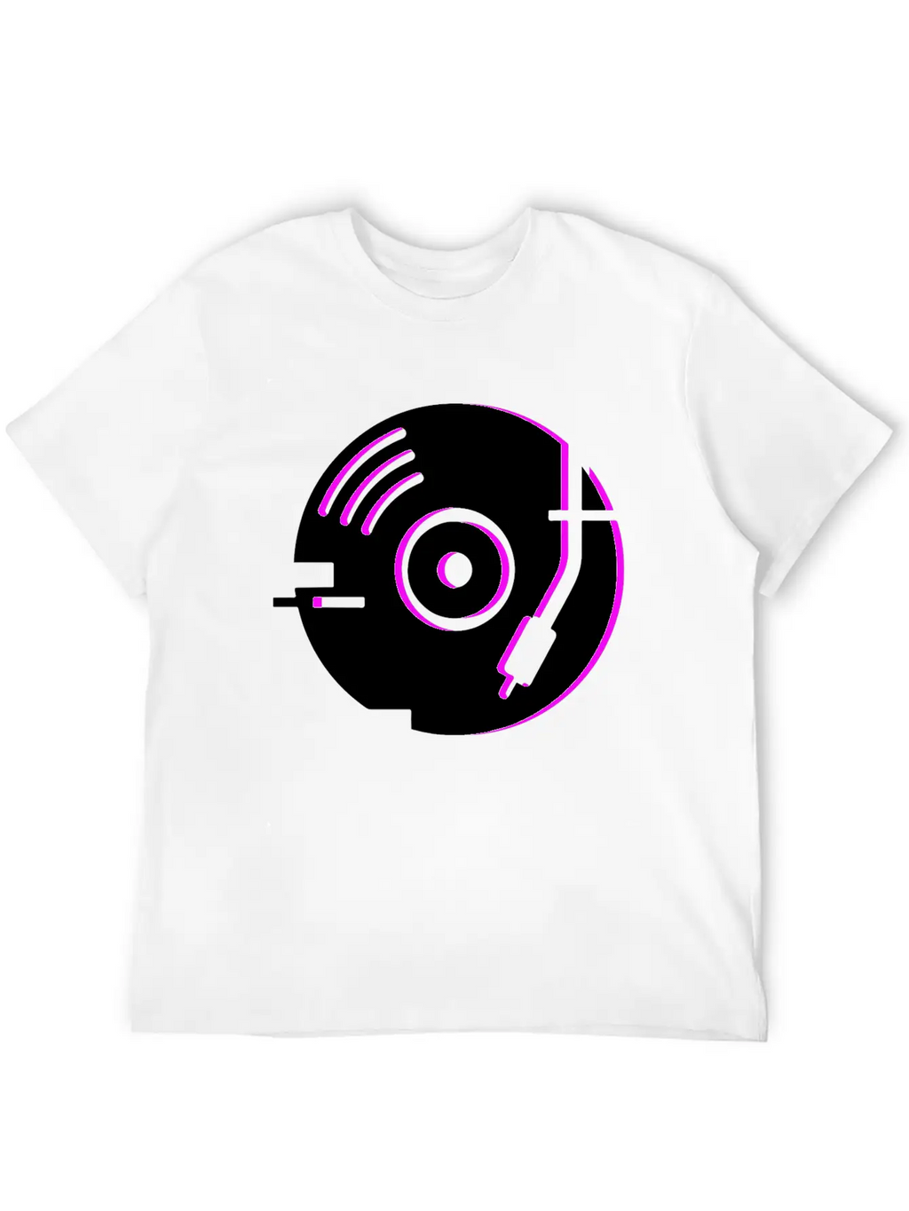 Minimal Glitch Vinyl Record Player Stylish Everyday T-Shirt – Unisex Basic Cotton Tee