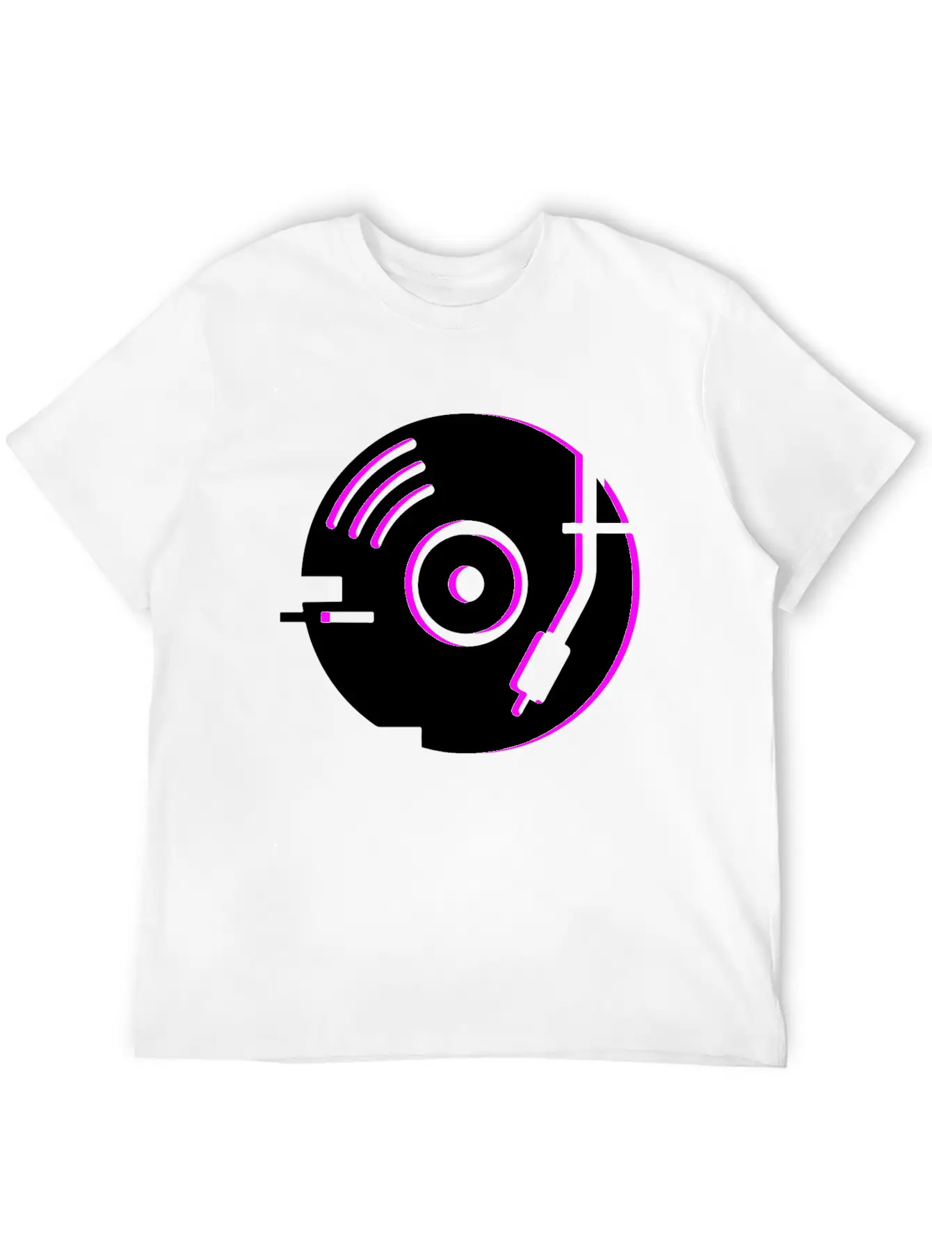Minimal Glitch Vinyl Record Player Stylish Everyday T-Shirt – Unisex Basic Cotton Tee