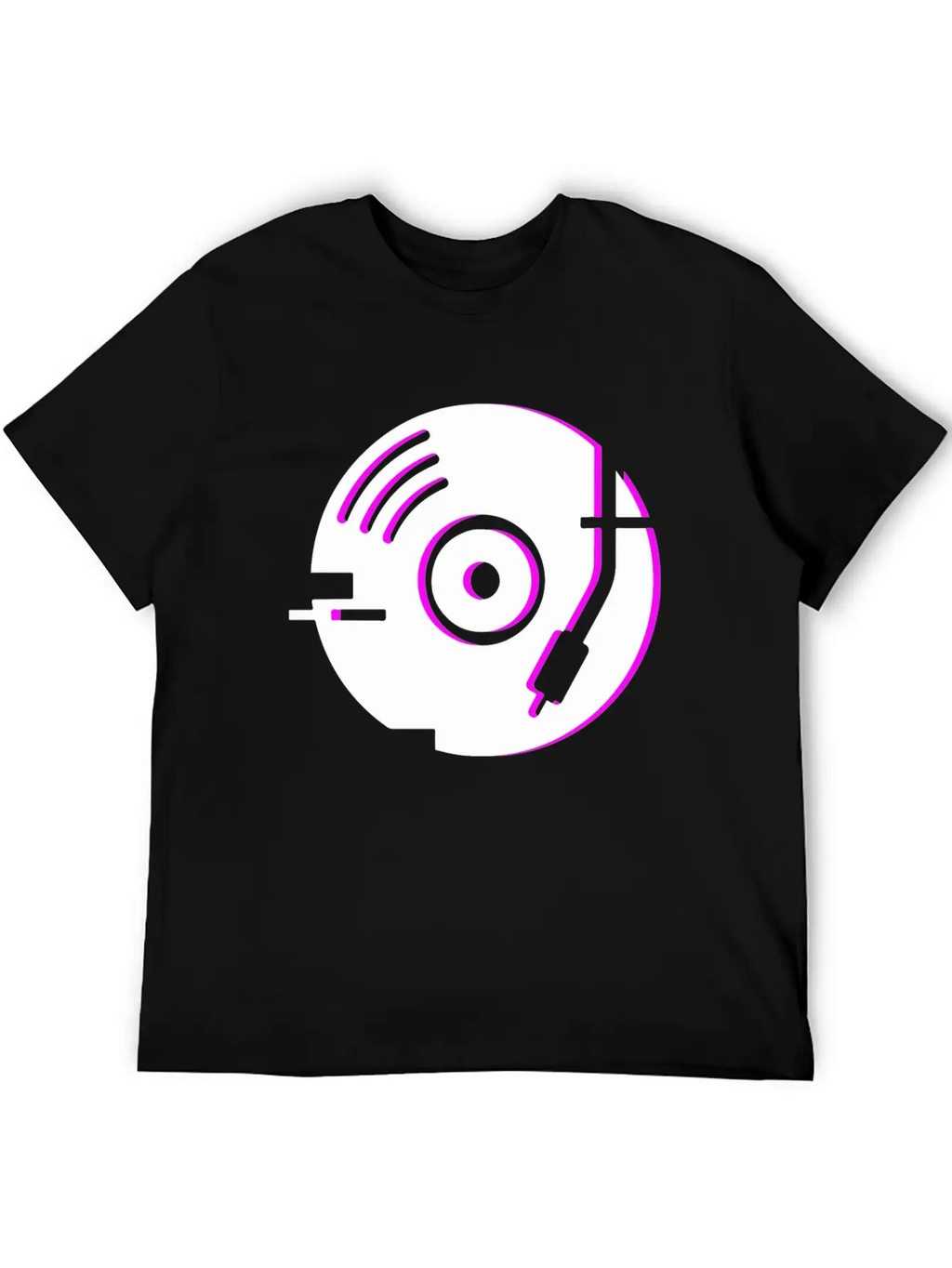 Minimal Glitch Vinyl Record Player Stylish Everyday T-Shirt – Unisex Basic Cotton Tee