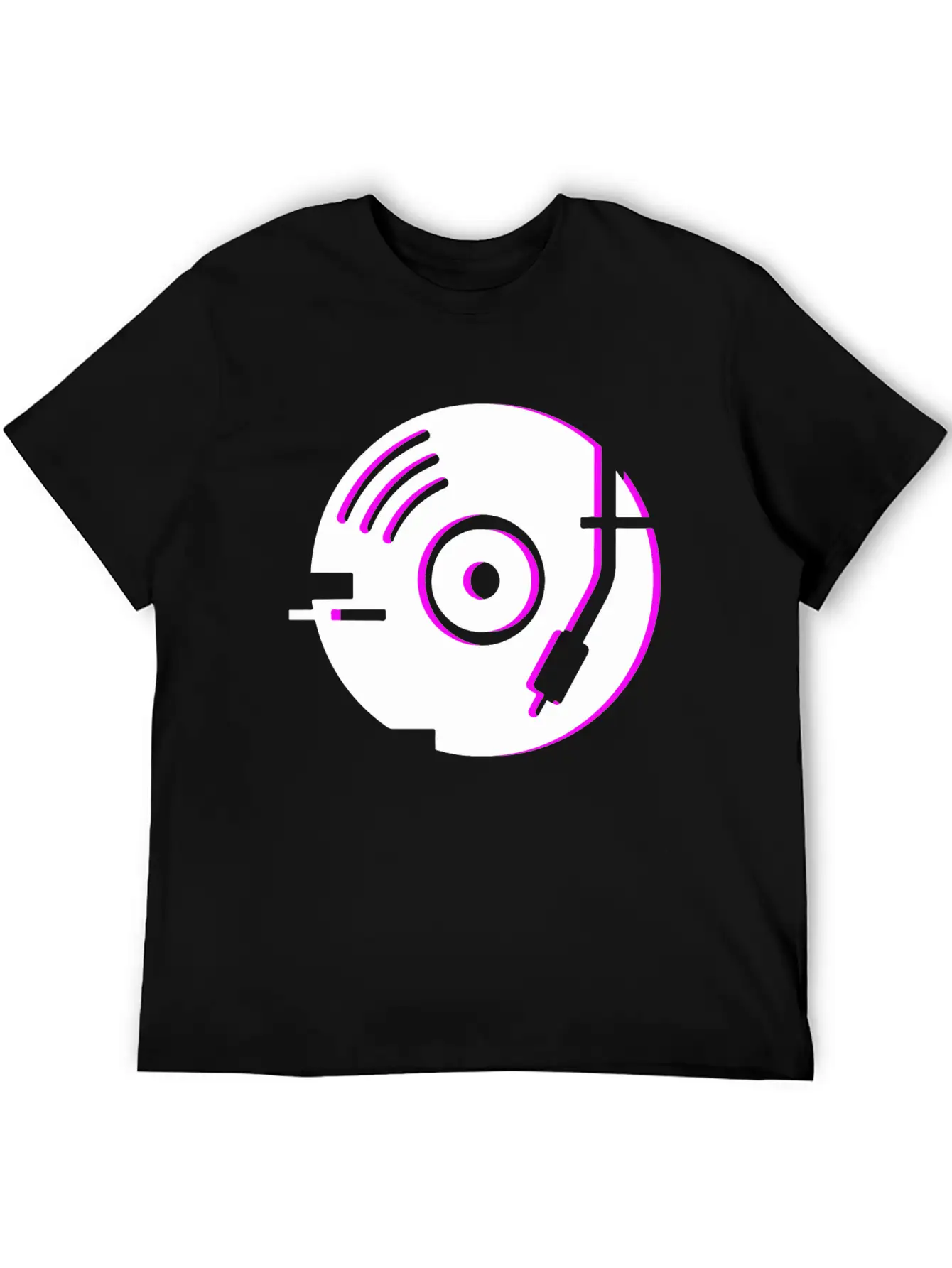 Minimal Glitch Vinyl Record Player Stylish Everyday T-Shirt – Unisex Basic Cotton Tee