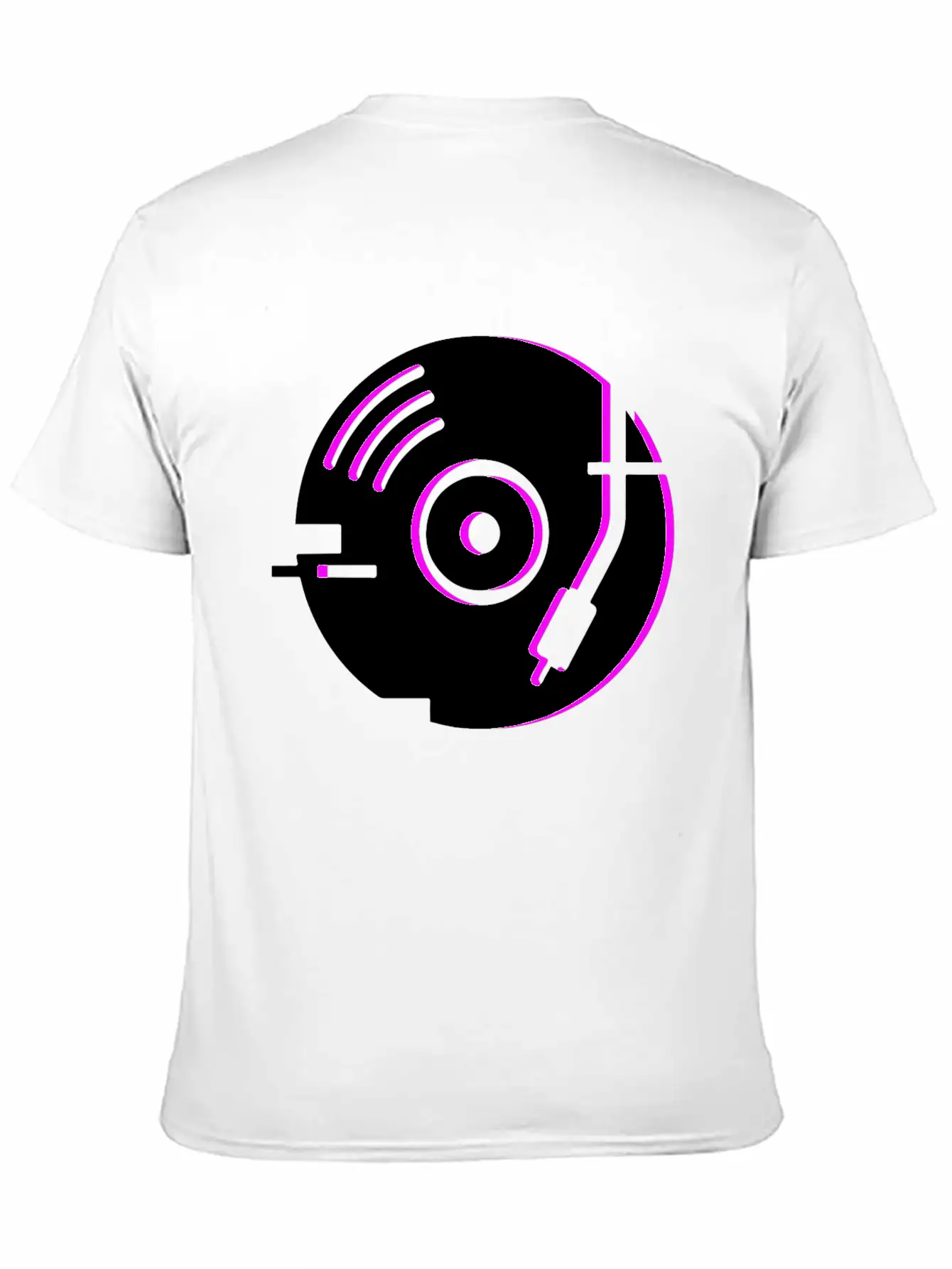 Minimal Glitch Vinyl Record Player Stylish Everyday T-Shirt – Unisex Basic Cotton Tee