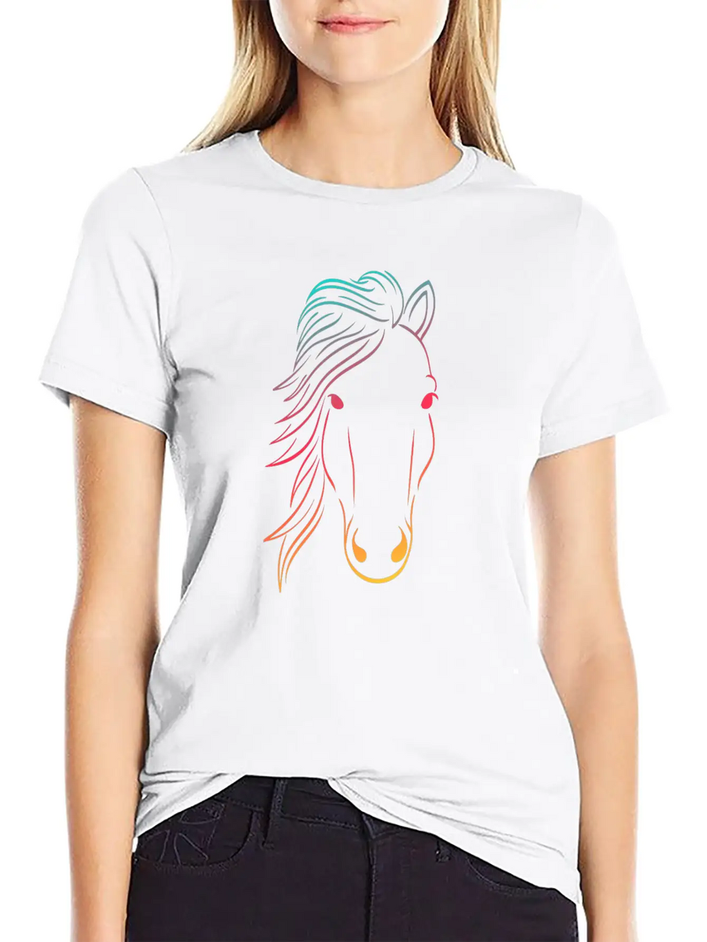 Minimal Neon Horse Design Horsing Shirt For Horse Breathable Soft Cotton T-Shirt – Timeless Casual Look