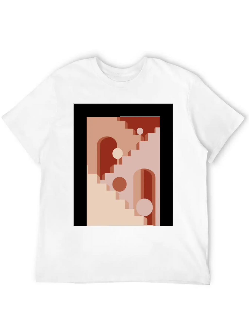 Minimalist Architecture Line Art Print - Soft Tone Classic Cotton Tee – Unisex Comfort For Any Season