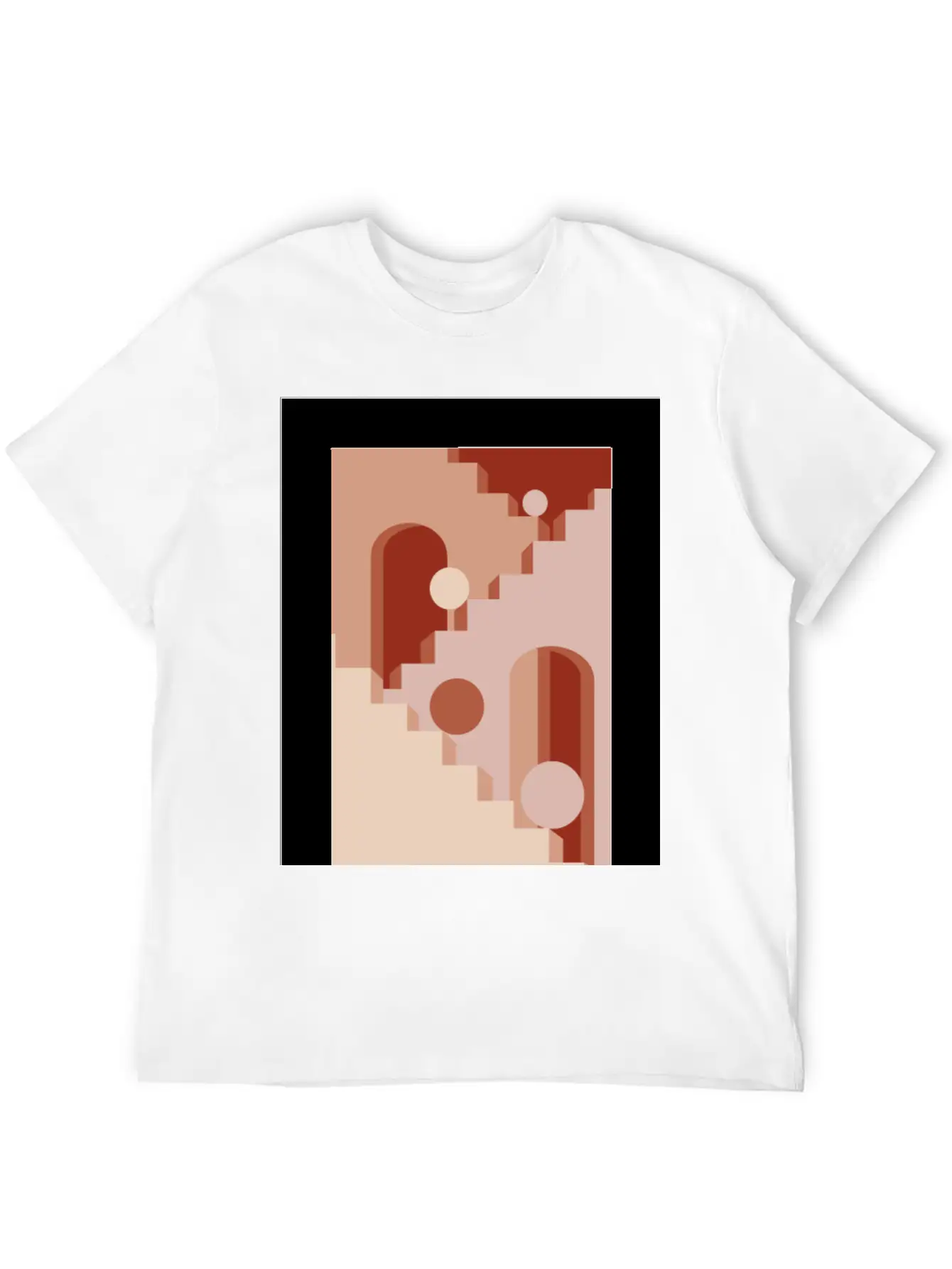 Minimalist Architecture Line Art Print - Soft Tone Classic Cotton Tee – Unisex Comfort For Any Season