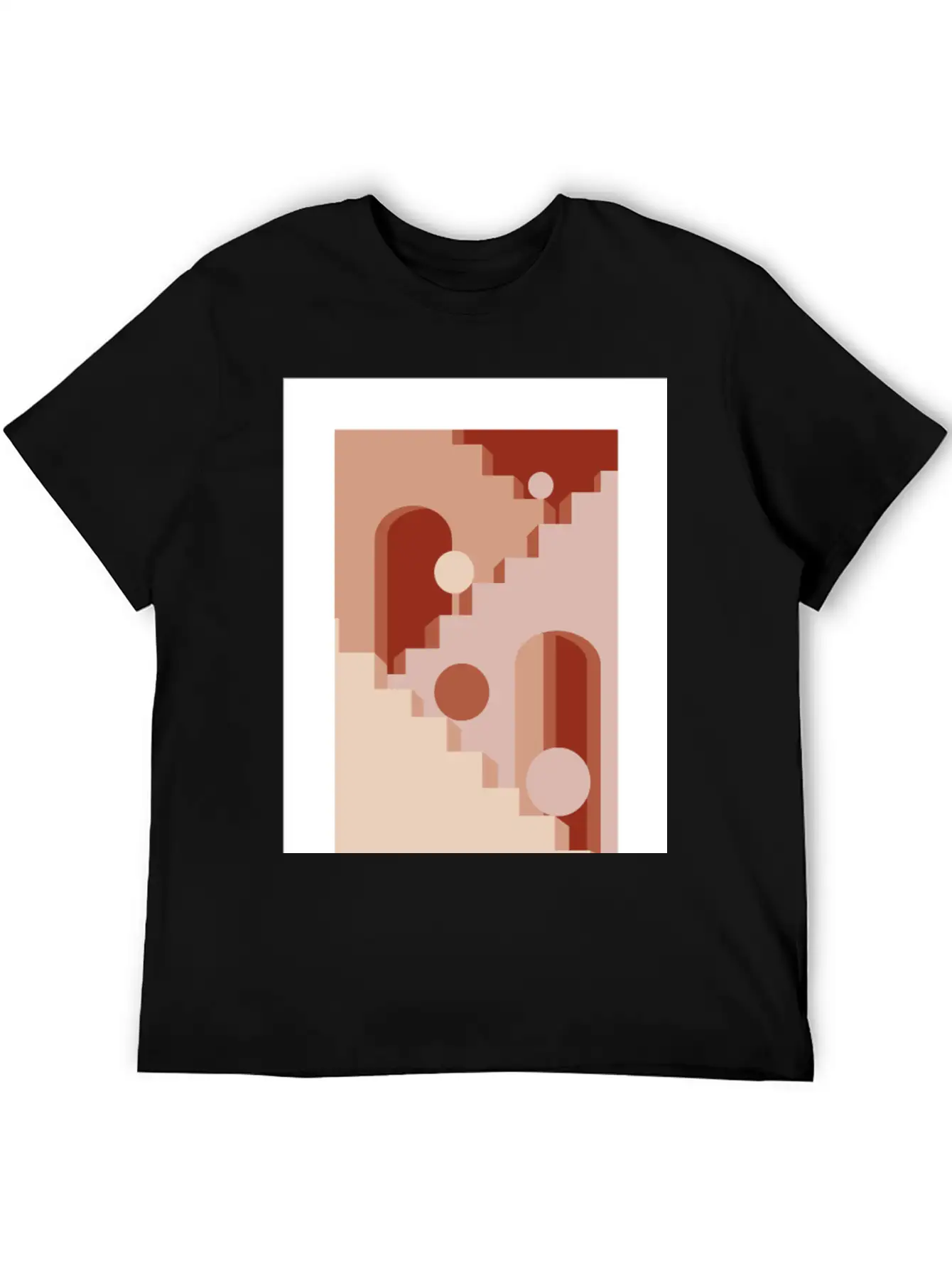 Minimalist Architecture Line Art Print - Soft Tone Classic Cotton Tee – Unisex Comfort For Any Season