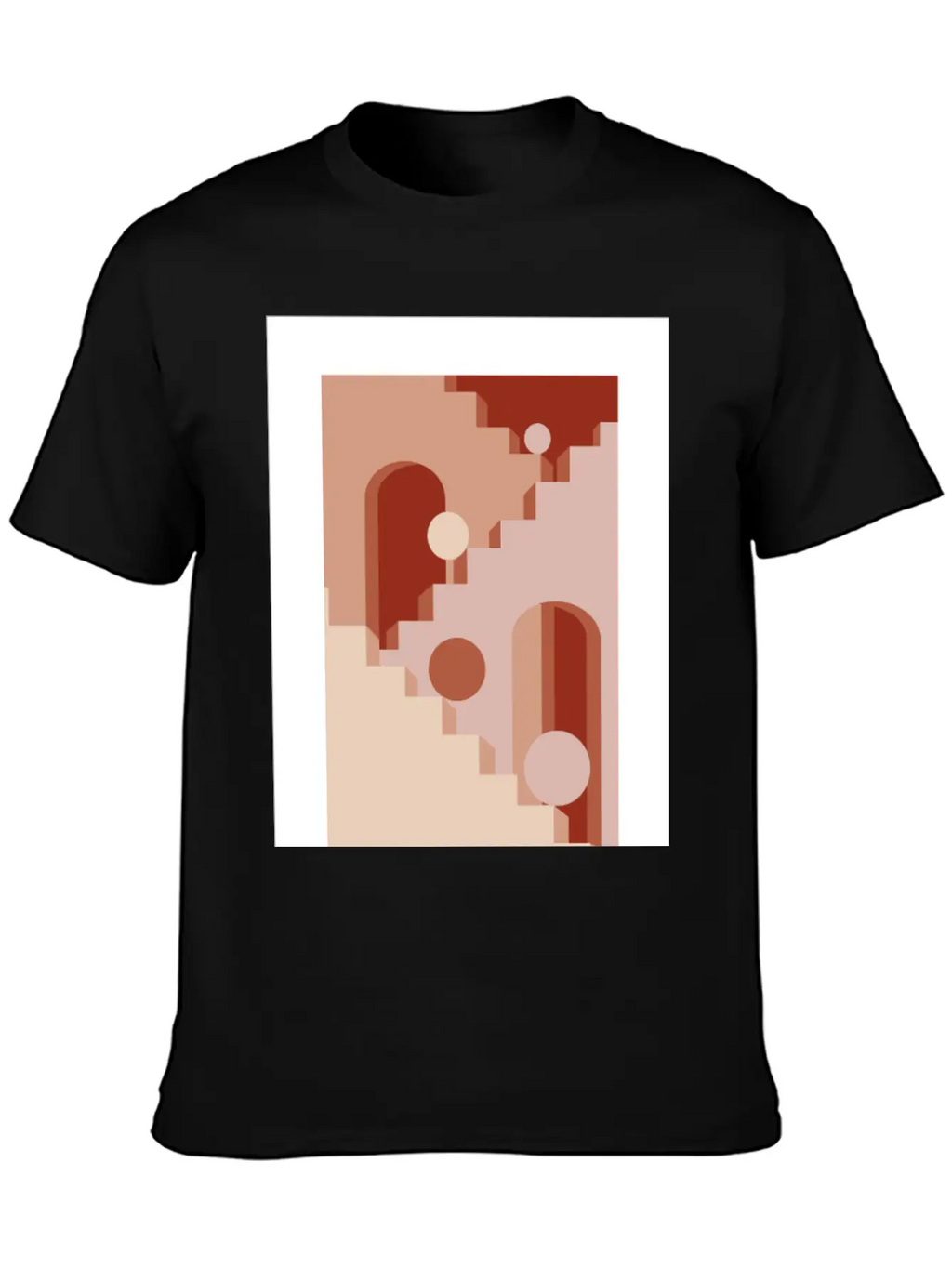 Minimalist Architecture Line Art Print - Soft Tone Classic Cotton Tee – Unisex Comfort For Any Season