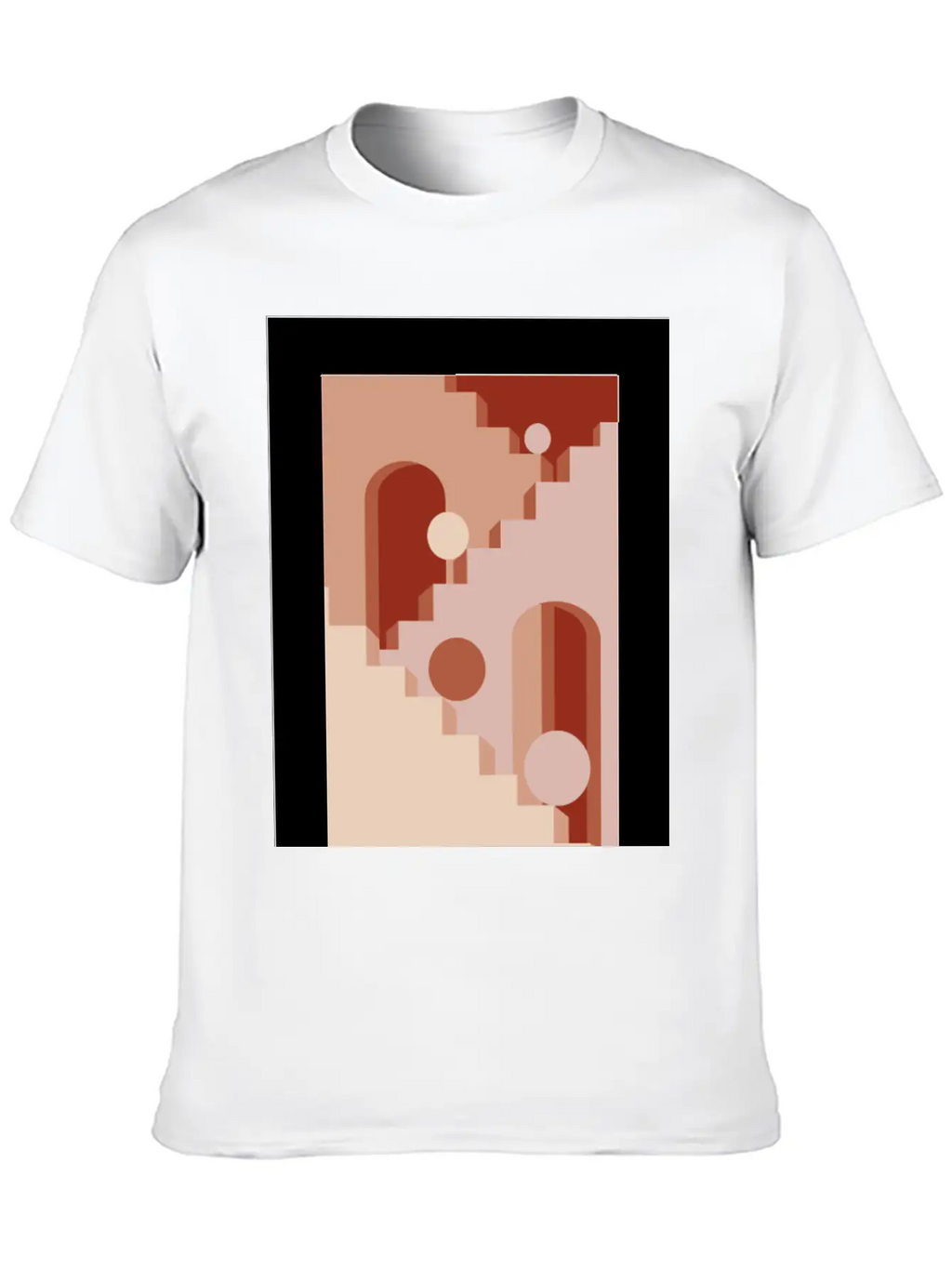 Minimalist Architecture Line Art Print - Soft Tone Classic Cotton Tee – Unisex Comfort For Any Season