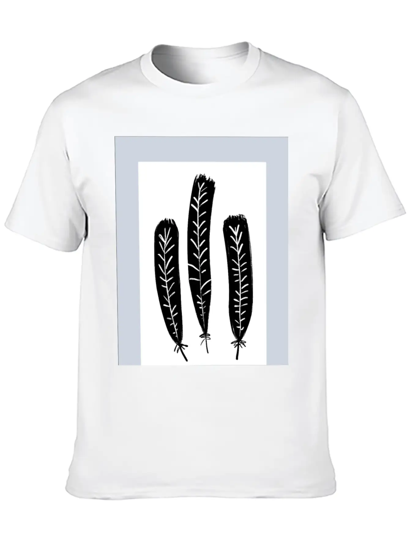 Minimalist Leaf Trio Line Art Print - Soft Pastel Essential Cotton Tee For Daily Outfits – Unisex Style
