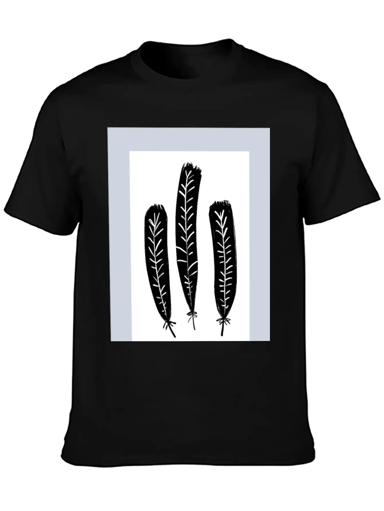 Minimalist Leaf Trio Line Art Print - Soft Pastel Essential Cotton Tee For Daily Outfits – Unisex Style