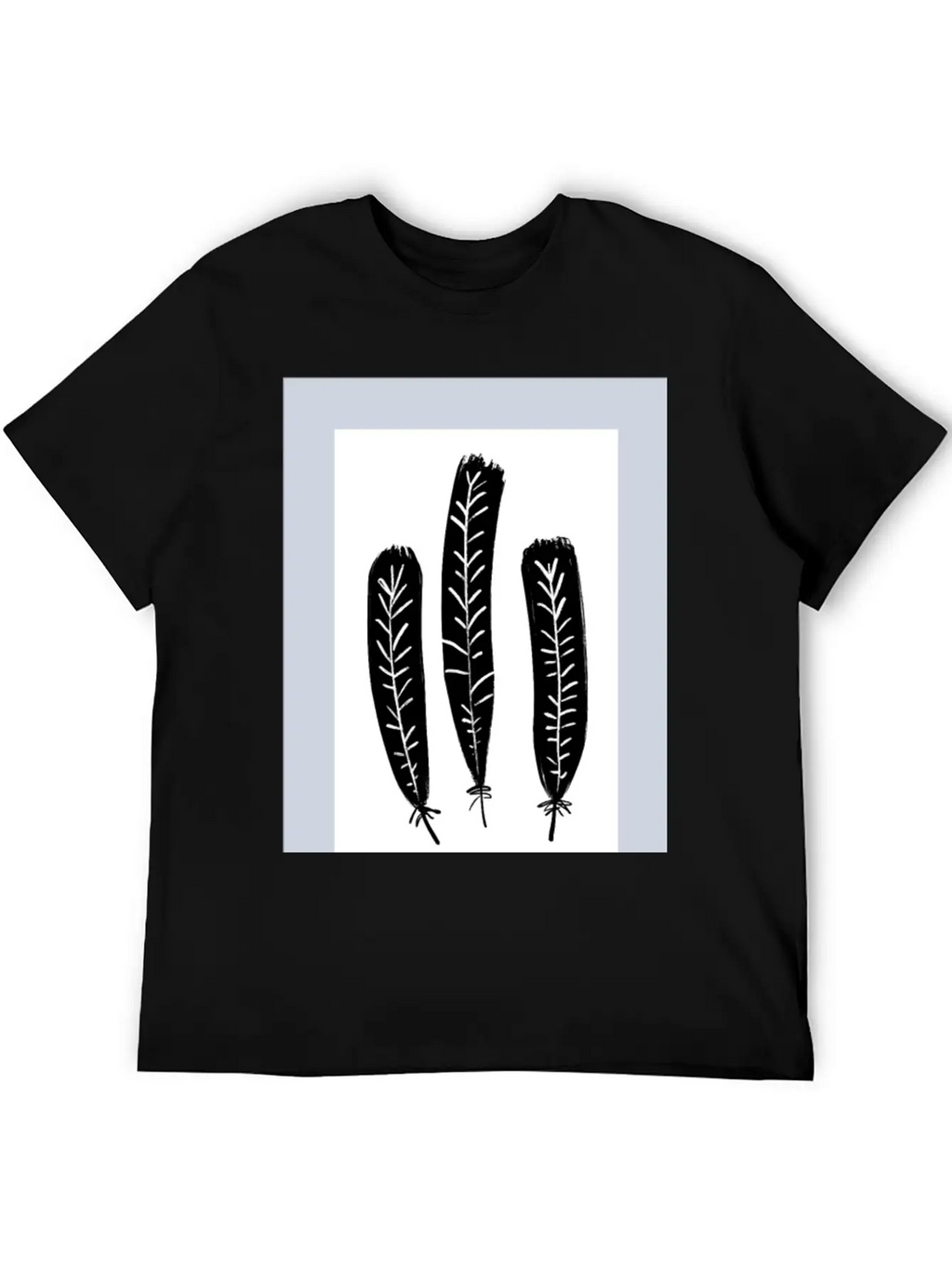 Minimalist Leaf Trio Line Art Print - Soft Pastel Essential Cotton Tee For Daily Outfits – Unisex Style
