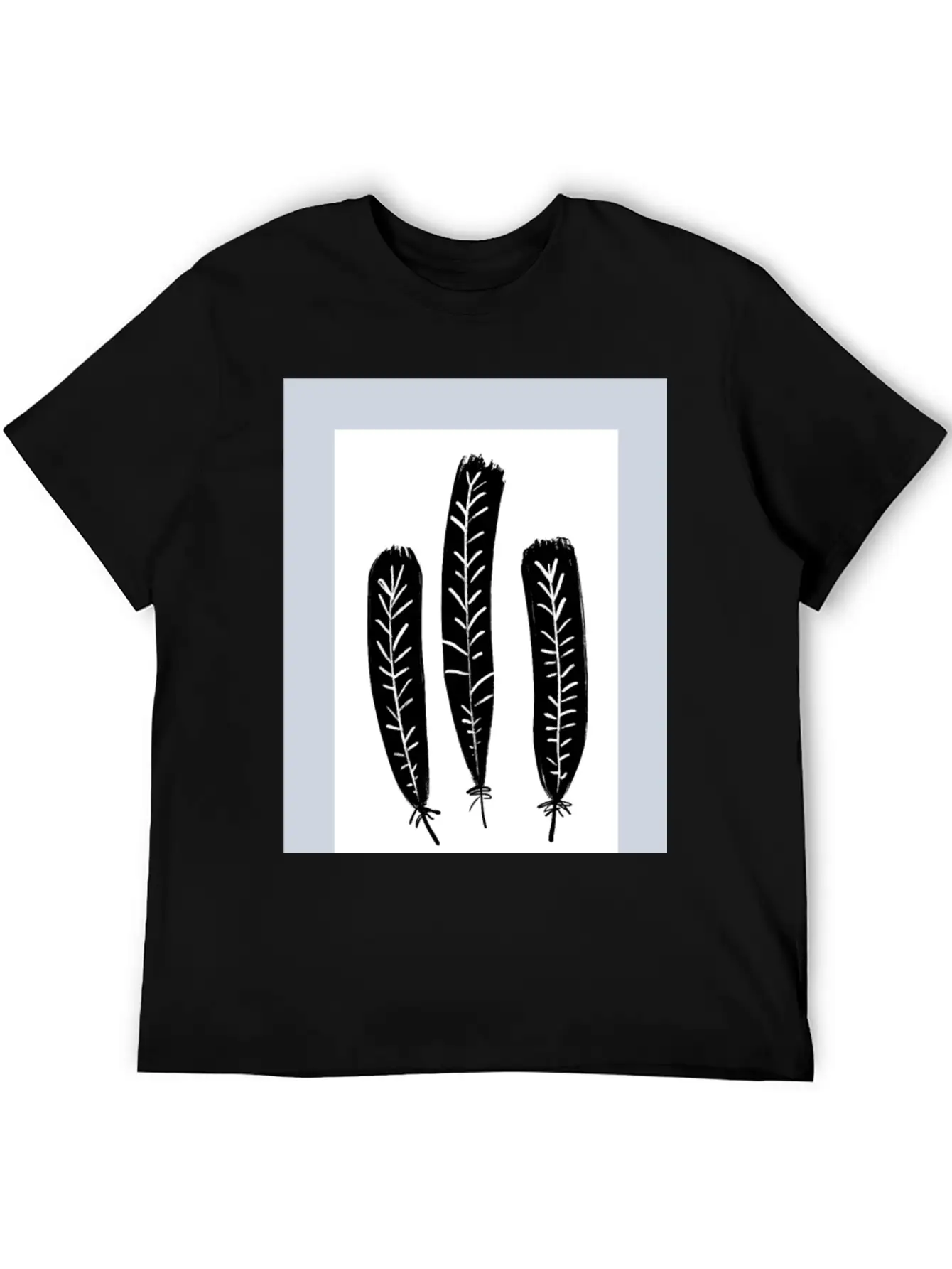 Minimalist Leaf Trio Line Art Print - Soft Pastel Essential Cotton Tee For Daily Outfits – Unisex Style
