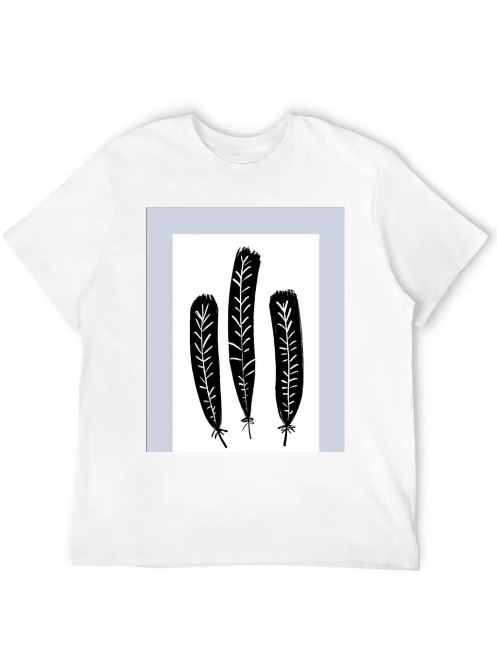 Minimalist Leaf Trio Line Art Print - Soft Pastel Essential Cotton Tee For Daily Outfits – Unisex Style