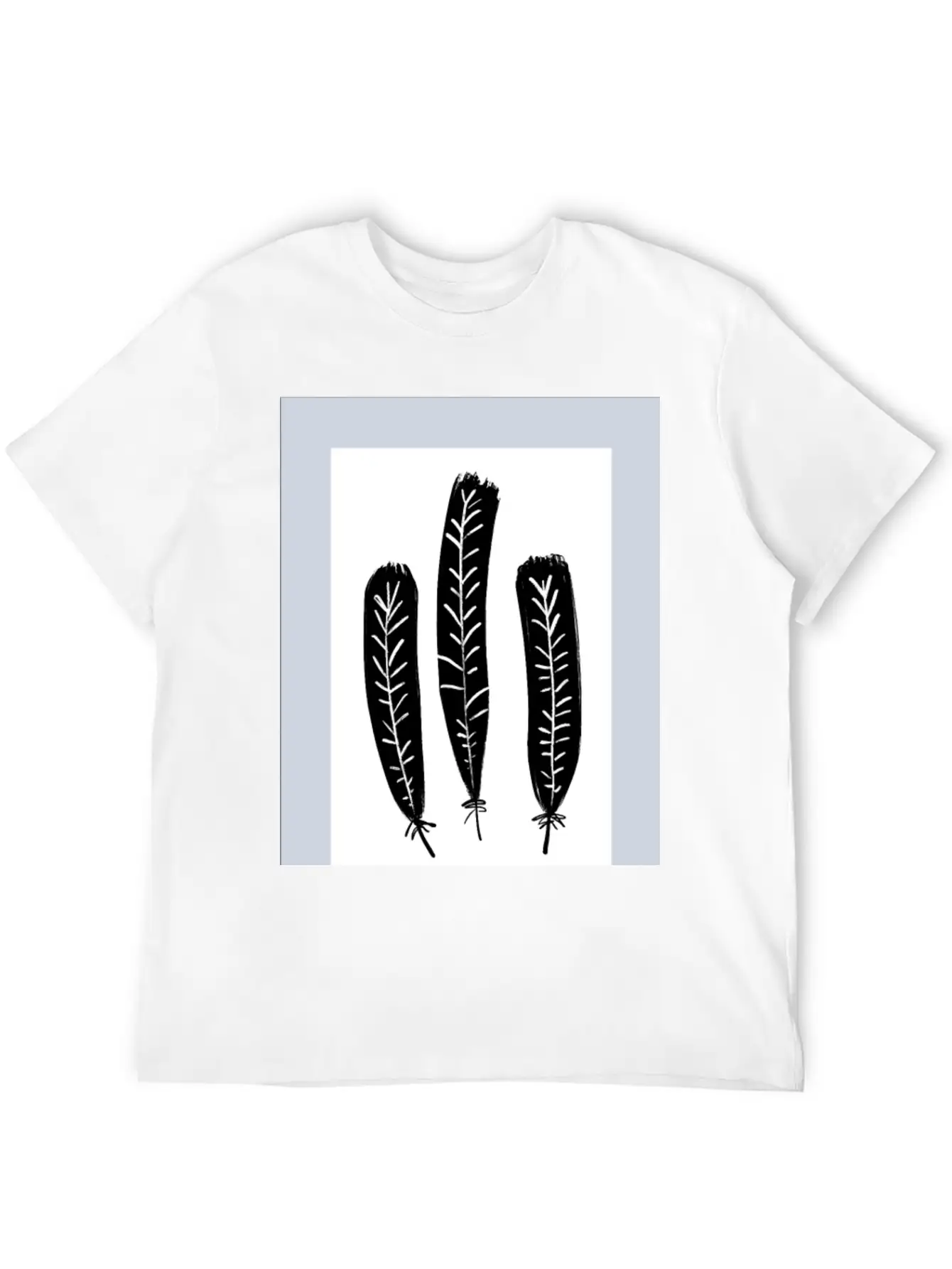 Minimalist Leaf Trio Line Art Print - Soft Pastel Essential Cotton Tee For Daily Outfits – Unisex Style