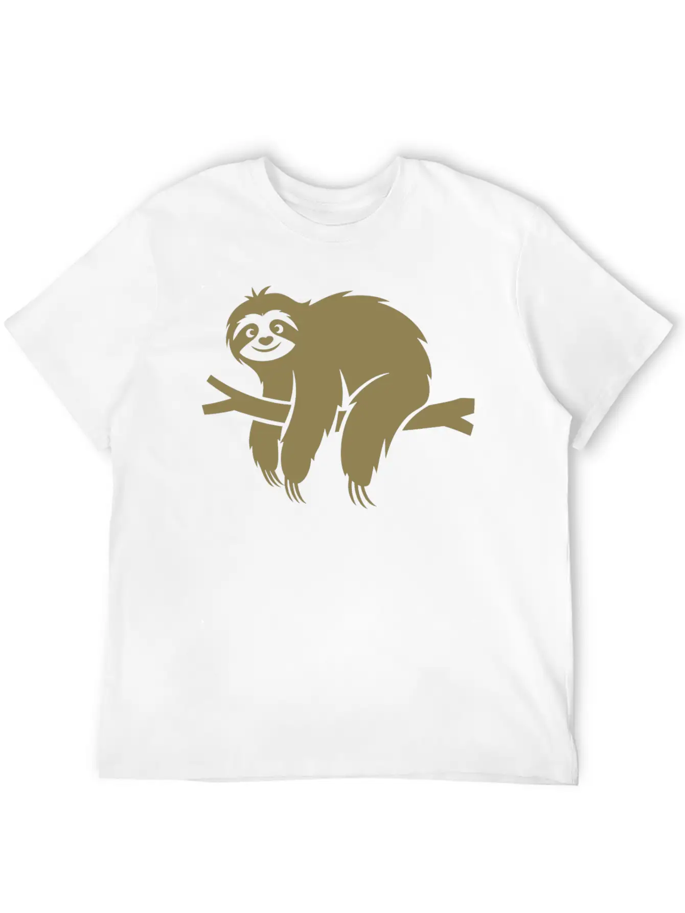 Minimalist Sloth Relaxed On A Branch Essential Cotton Tee For Daily Outfits – Unisex Style