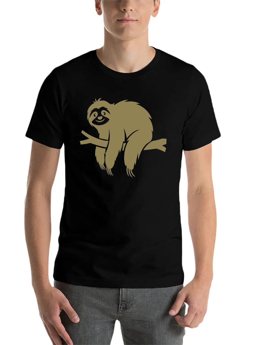 Minimalist Sloth Relaxed On A Branch Essential Cotton Tee For Daily Outfits – Unisex Style