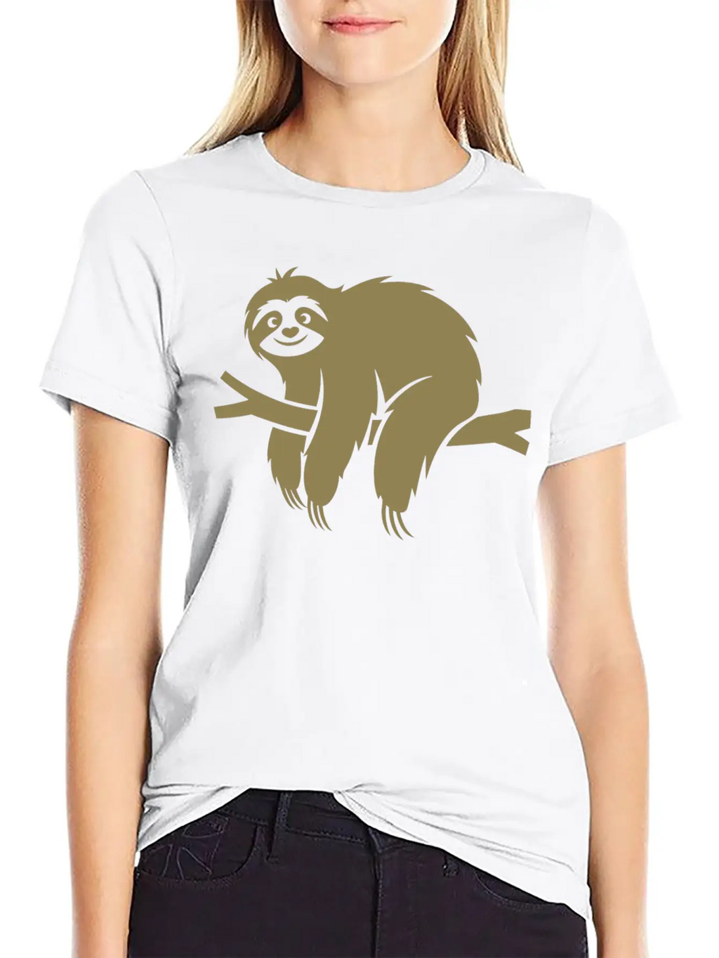 Minimalist Sloth Relaxed On A Branch Essential Cotton Tee For Daily Outfits – Unisex Style