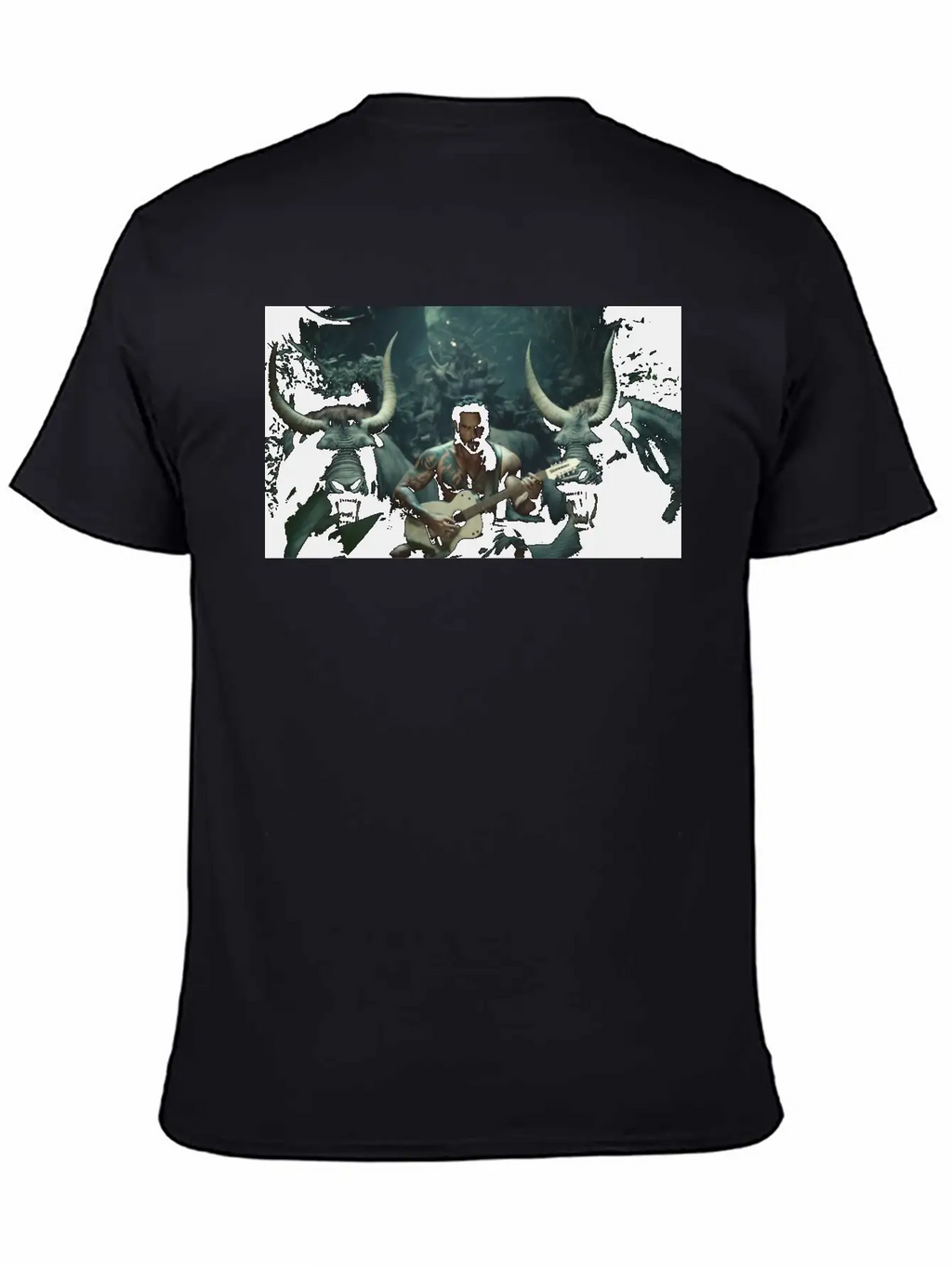 MINOTAURO Playing Aholt Guitar In Jungle Essential Cotton Tee For Daily Outfits – Unisex Style