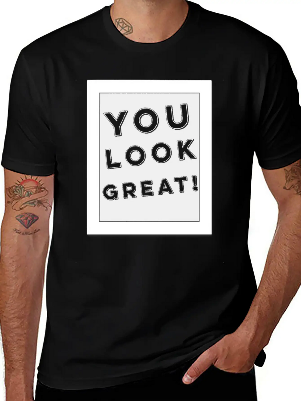Mirror With You Look Great Quote Positive Feedback Modern Fit Casual T-Shirt – Clean And Versatile Design